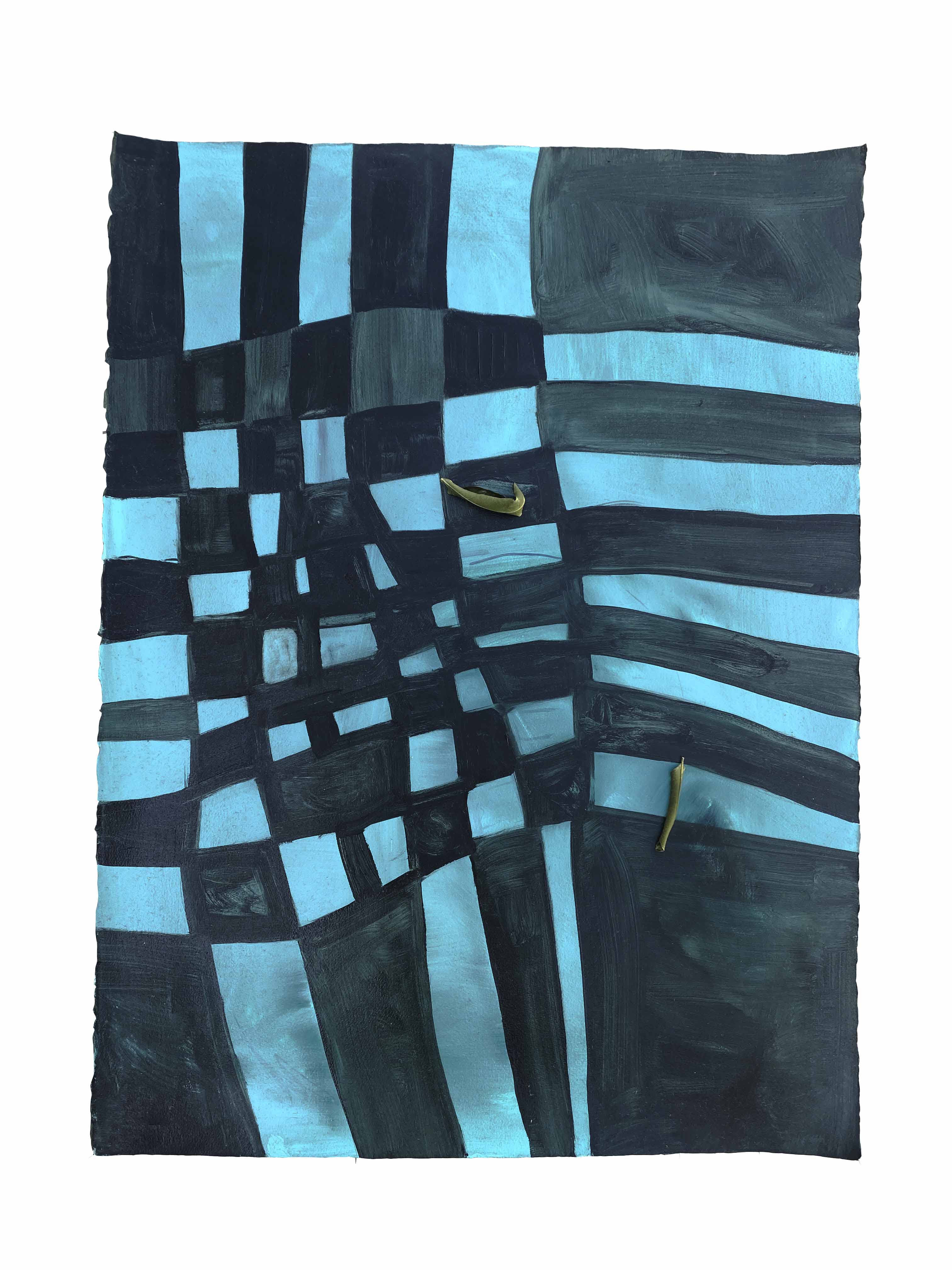 Green Glow Grid + Leaves, Oil on BFK, 22 x 30 in.