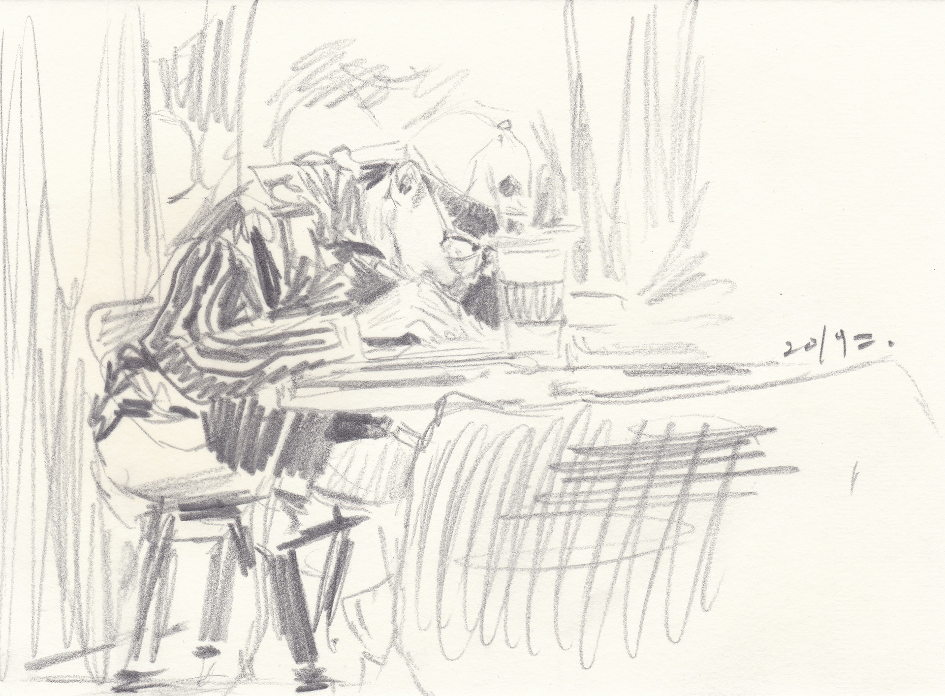 공부중인 친구, 2019, pencil on paper, 14.8*21(cm)