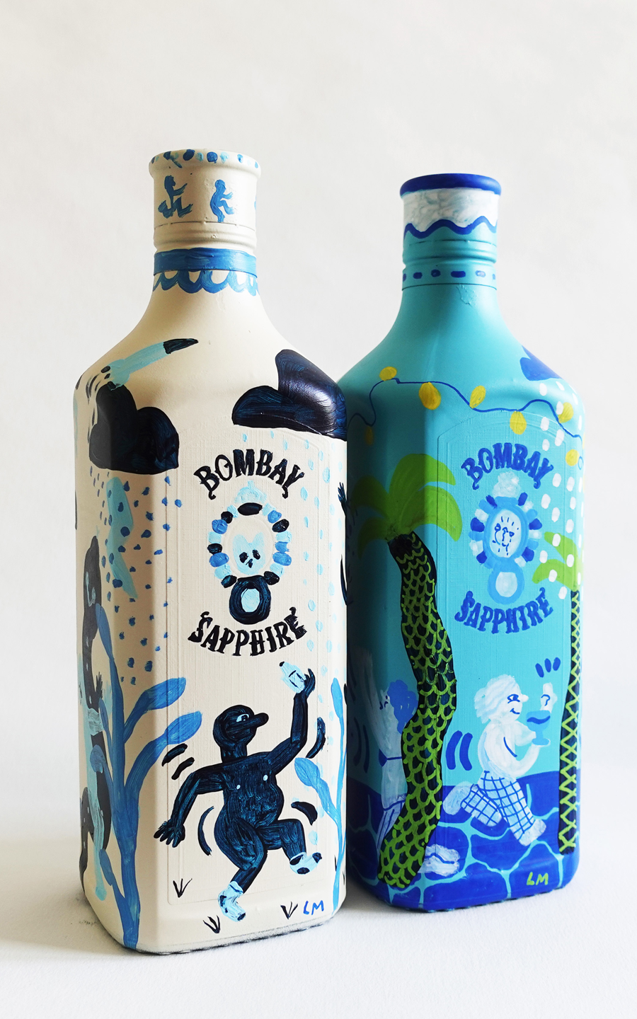 Handpainted botlles for Bombay Sapphire event
