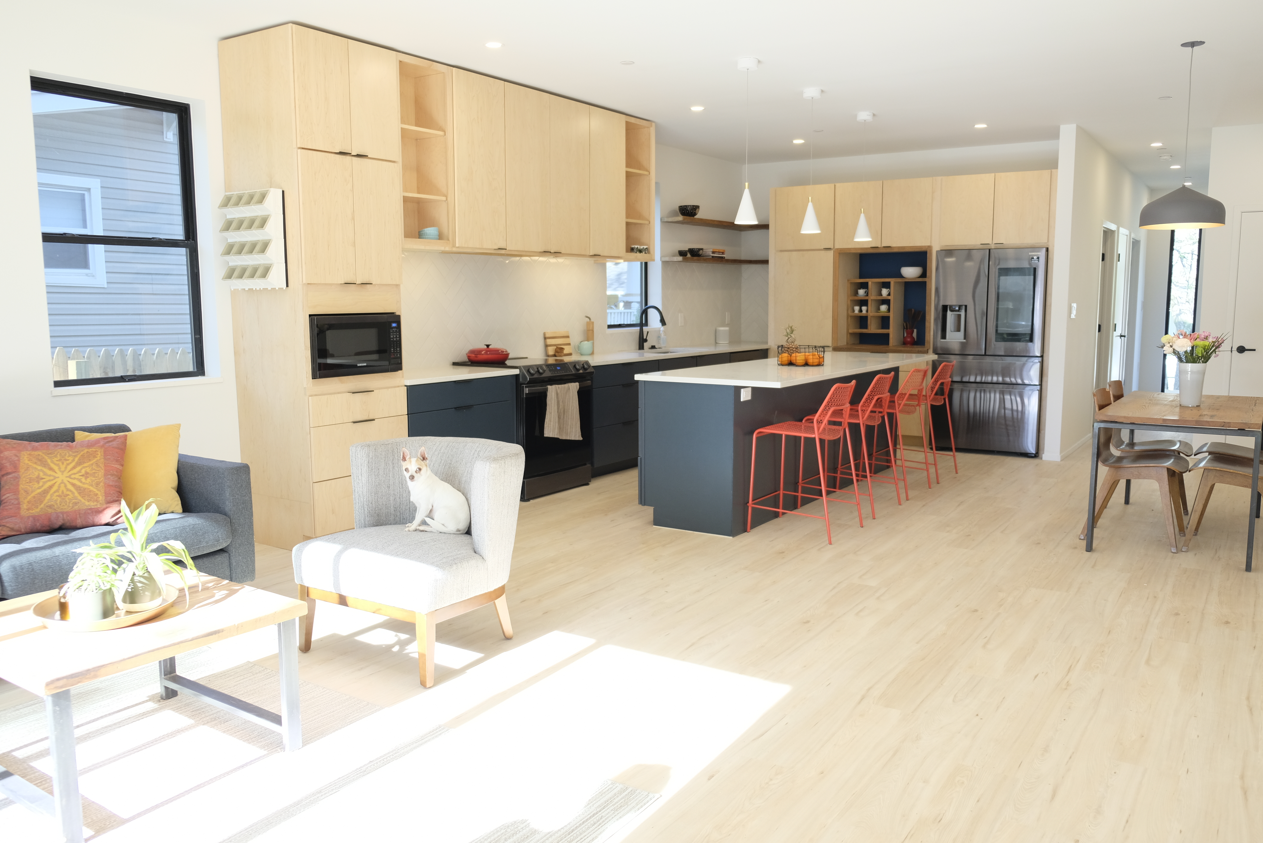 View of the Kitchen and Dining Room from the Living Room