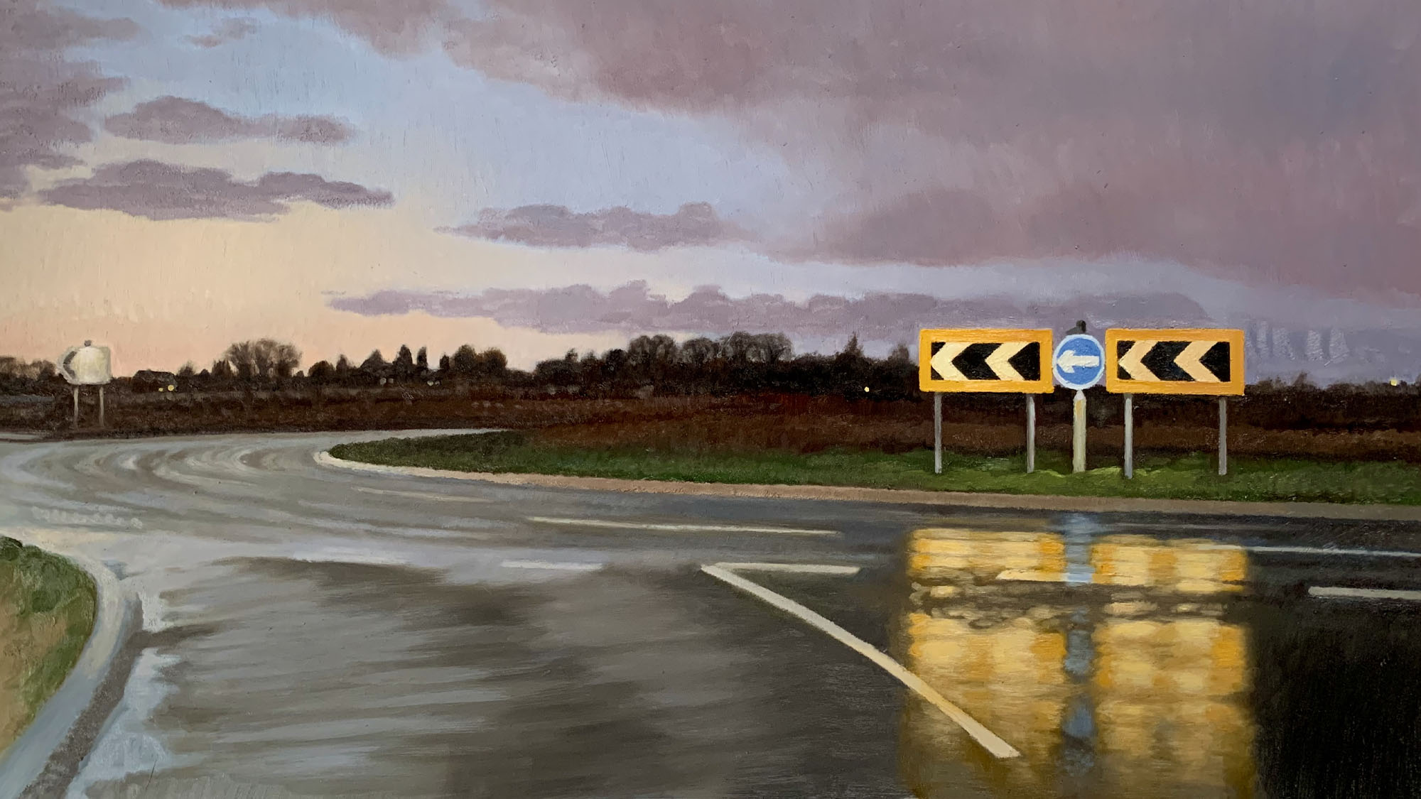 Roundabout, oil on glass, 53 x 90 cm