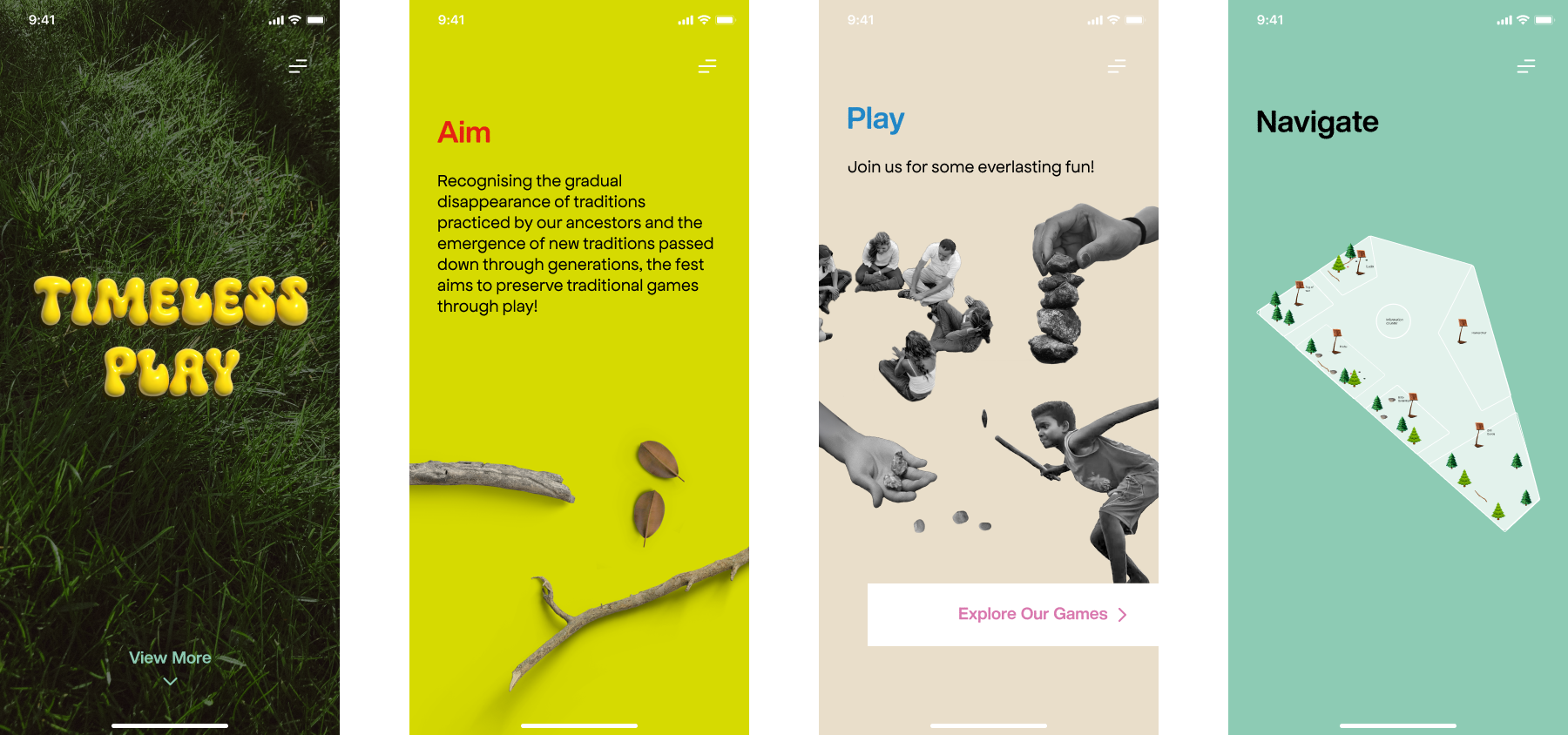Images: First draft of the ‘Timeless Play’ website.