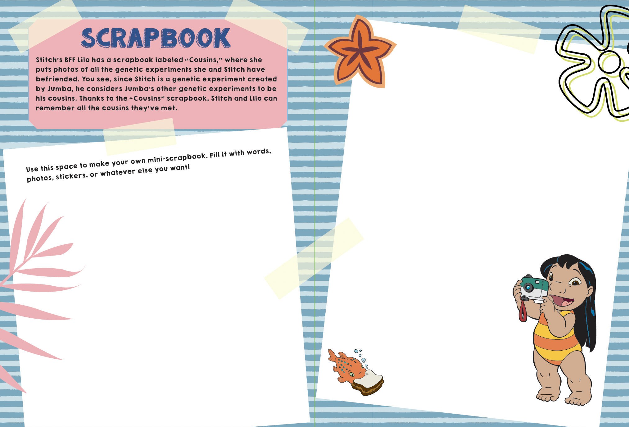 Sample that follows a "scrapbook" DIY cut paper aesthetic