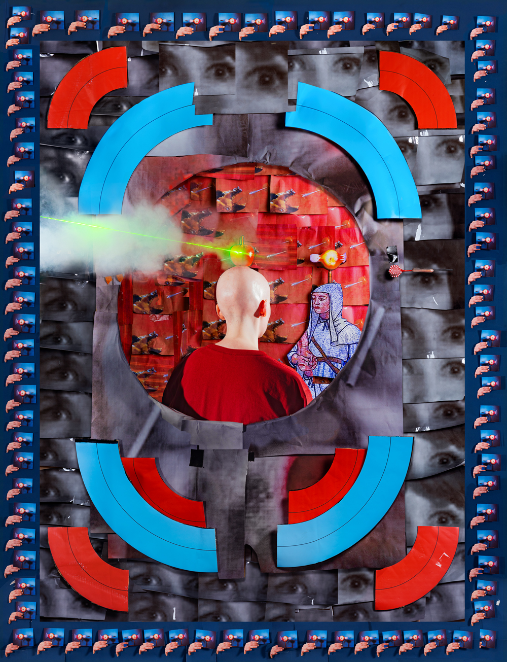Taking Aim in the Blood Punch Hunger Game, 2020, digital photograph of collage, dimensions variable