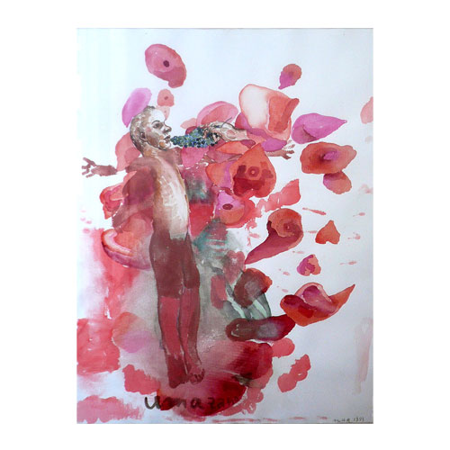 RED FLOWERS 1993, watercolor on paper, 70cm x 50cm