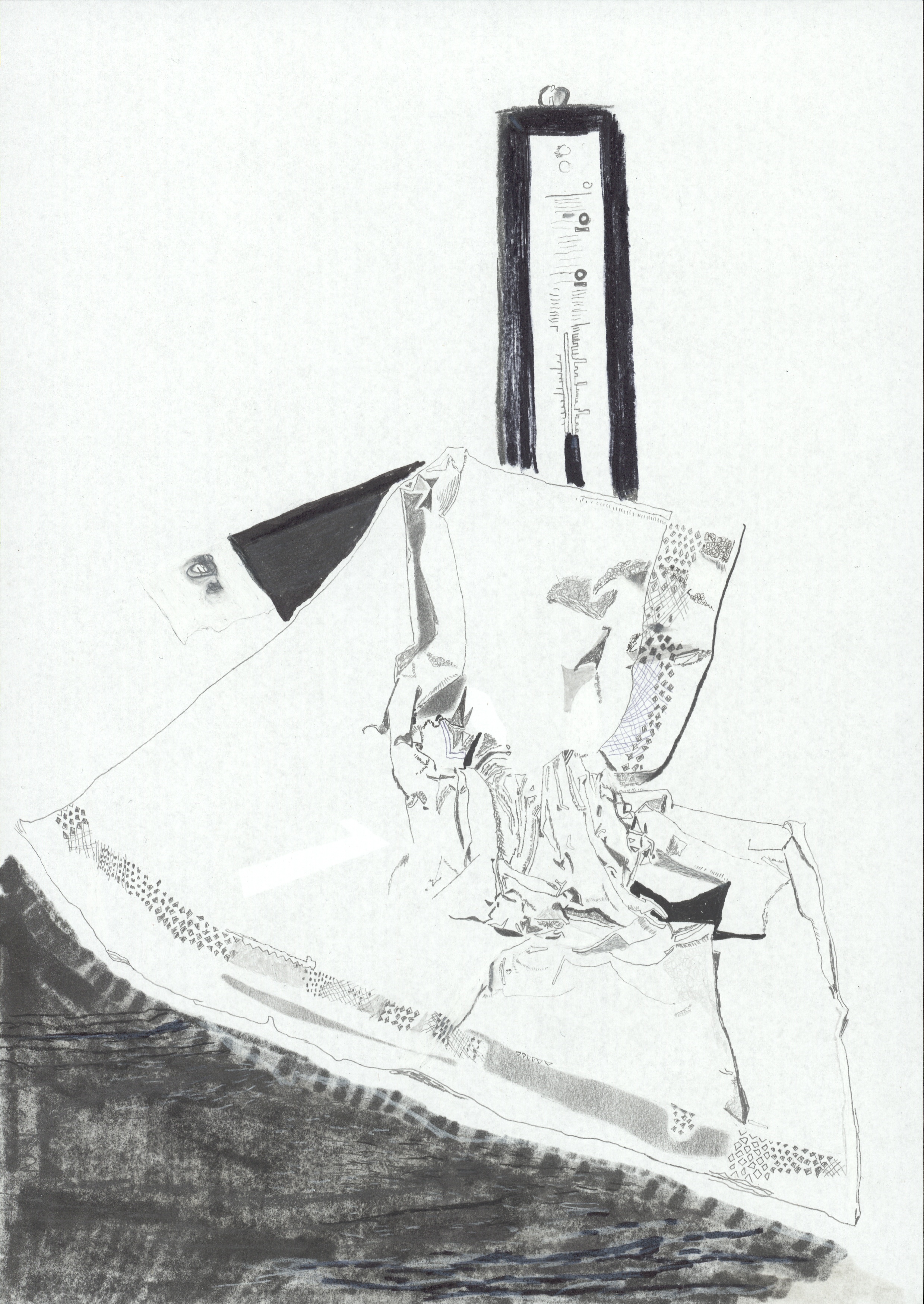 wrinkle, pencil and marker on paper, 29,7 x 21 cm, 2016