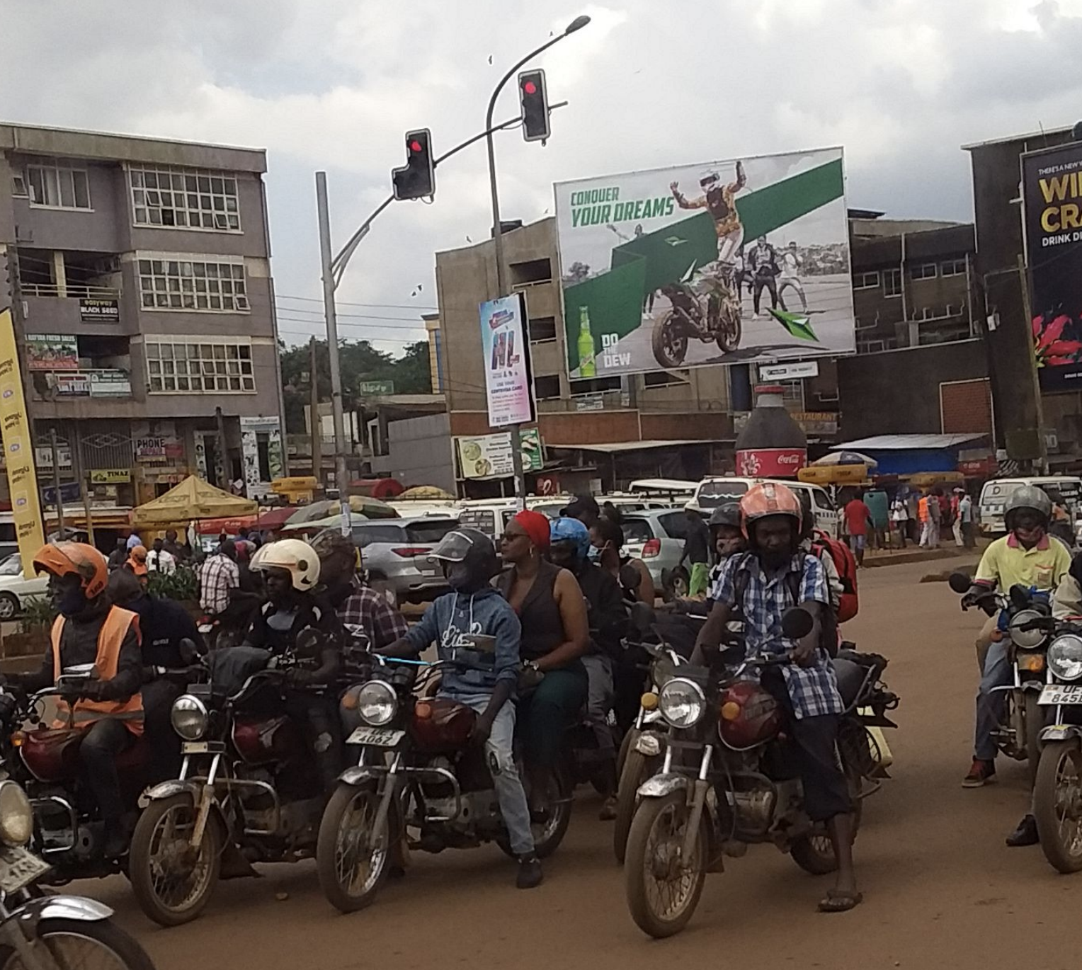 View from a travellers eyes - a busy Kampala street taken by a member of the Steve Biko Centre study group during the exchange visit to Uganda.