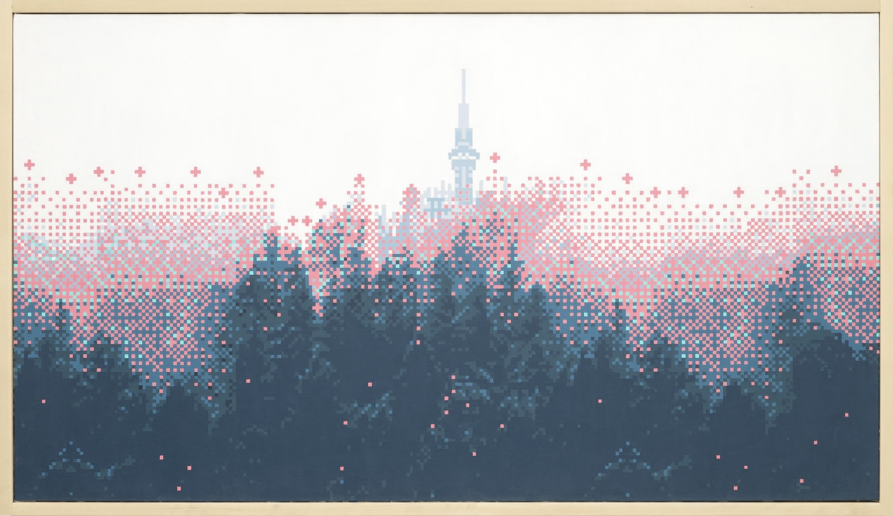 Mood in Forest (2025), Acrylic on Wood with Birch Wood Frame, 74 x 128 x 7 cm