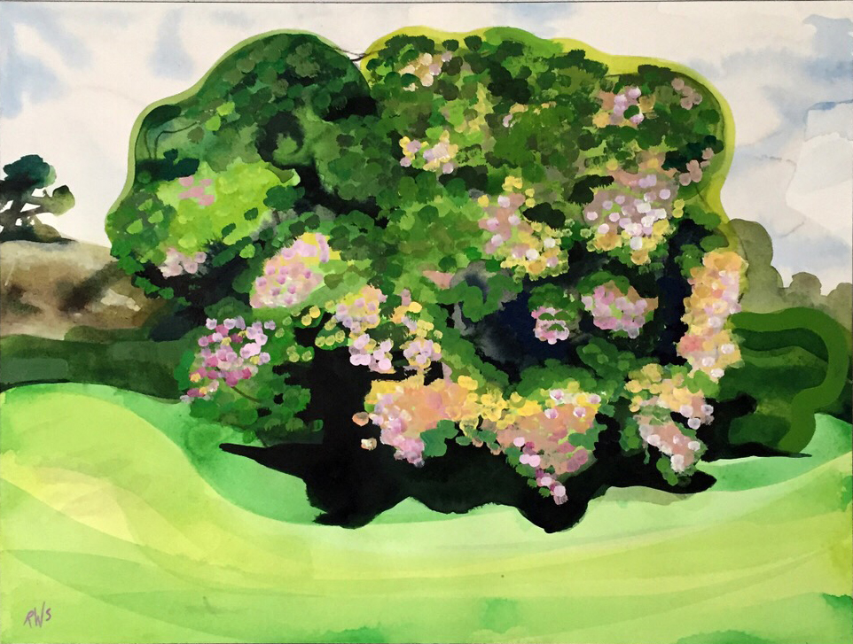 flower tree. watercolor, ink + acrylic on arches. 18 x 24 inches