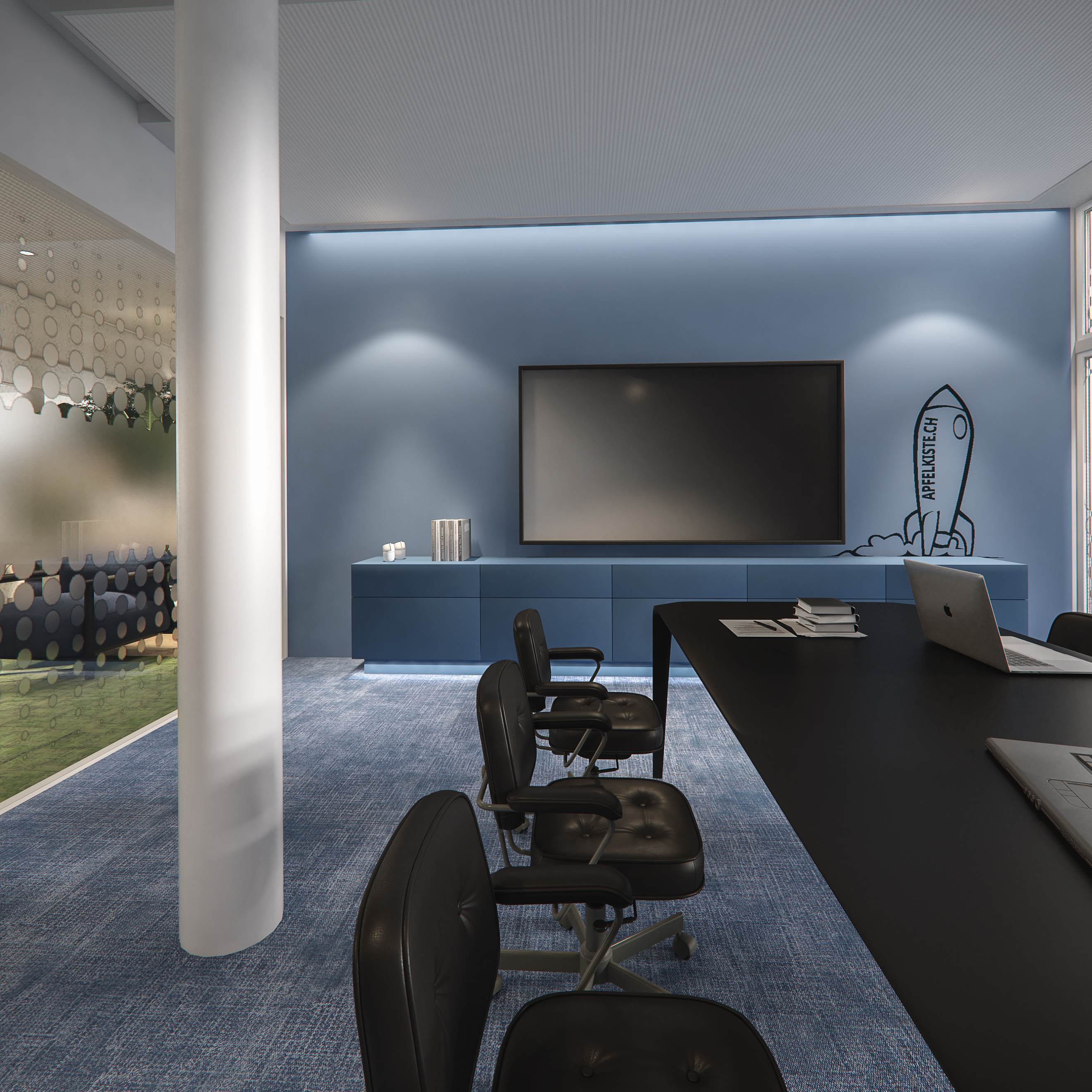 Rendering Meeting Room blue Box