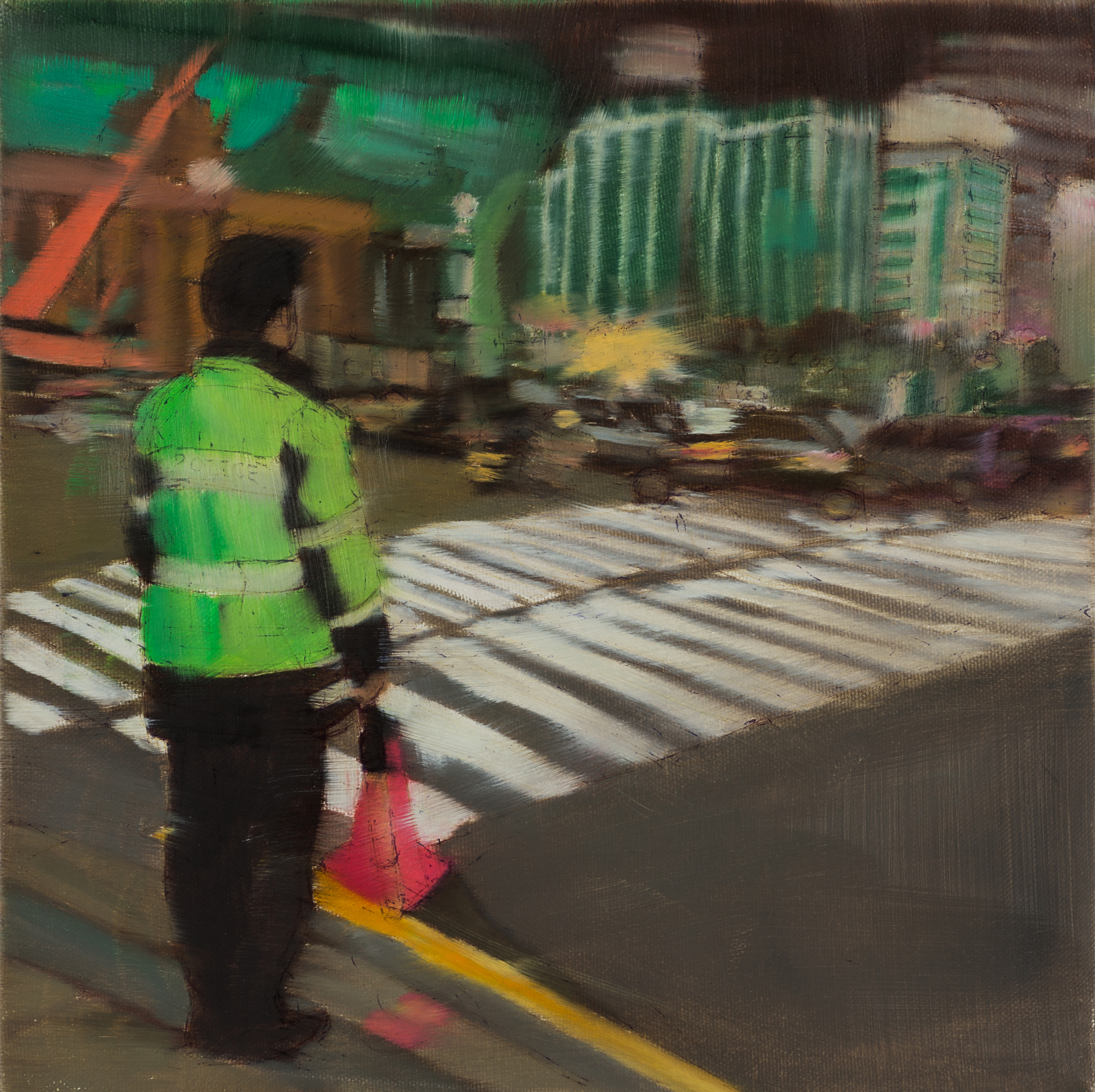 〈Greenish Night〉, Oil on canvas, 18.0x25.5cm, 2014