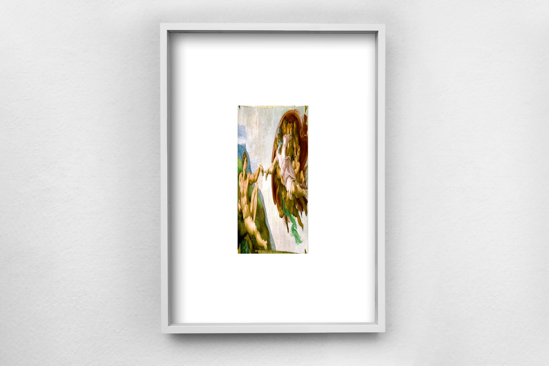 Fit this Screen 4/9 (Michelangelo, The Creation of Adam), 2024, giclée on Hahnemühle Photo Rag Bright White, 29,7 × 21 cm