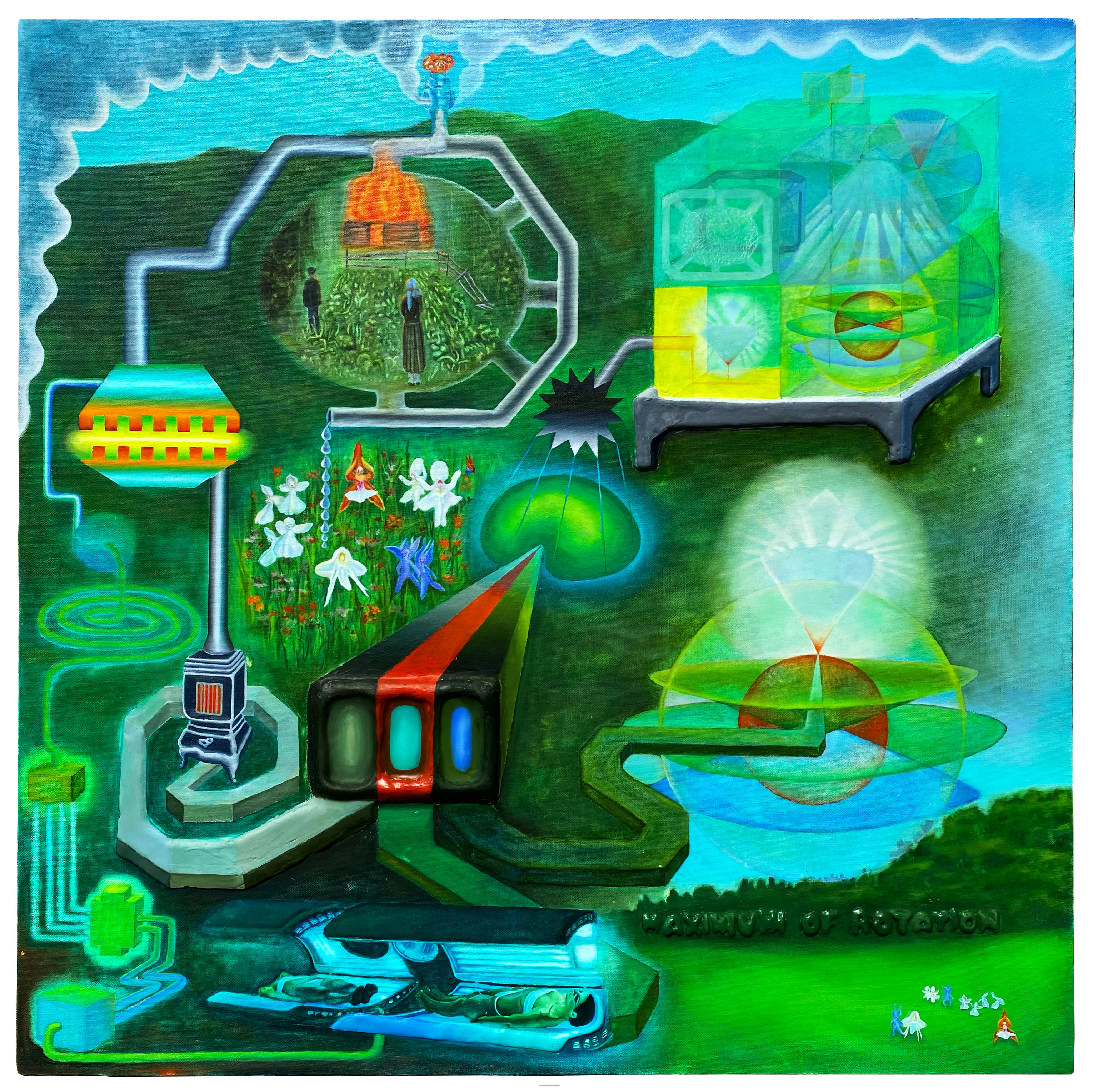 Green Ecosystem ​(Painting as a Game) Oil on Canvas 36" x 36"