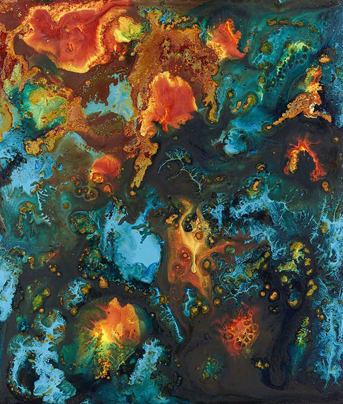 UNTITLED 2016 · 70 x 60 cm · acrylic, oxidation, rust on steel