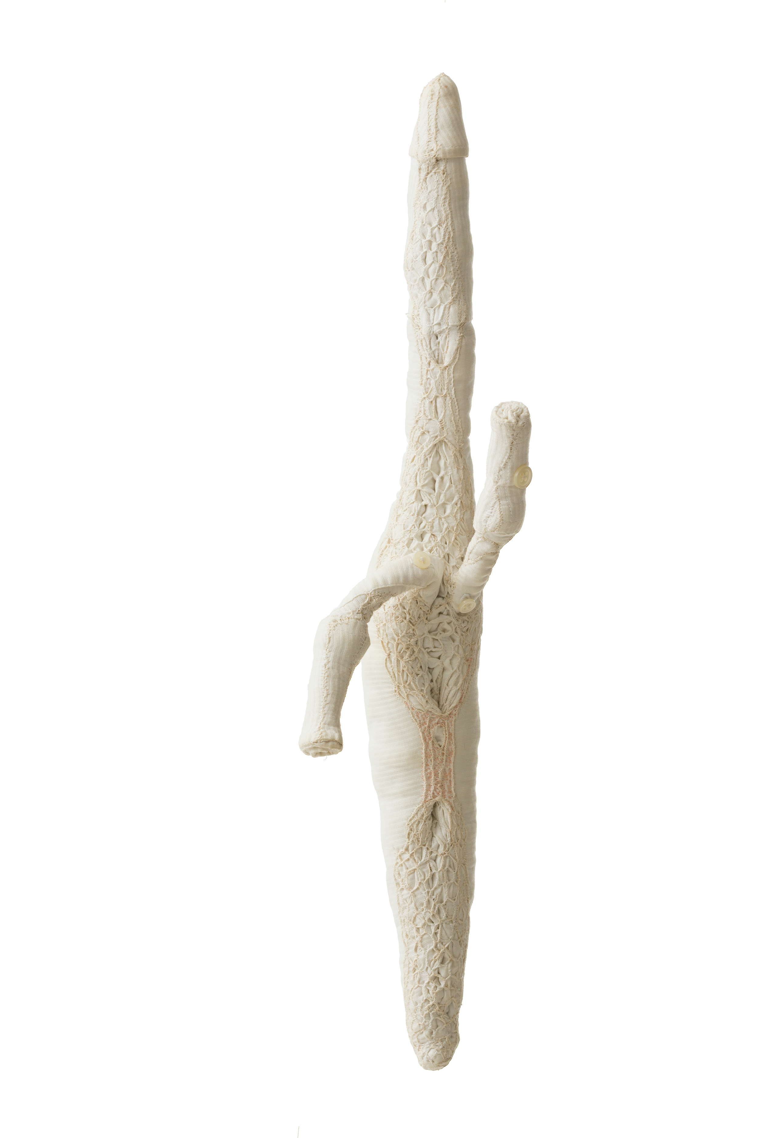 White Shirt (Marcelo) , 2000/2001 . White shirt, folded, hand sewn and embroidered with cotton threads .  42 cm long