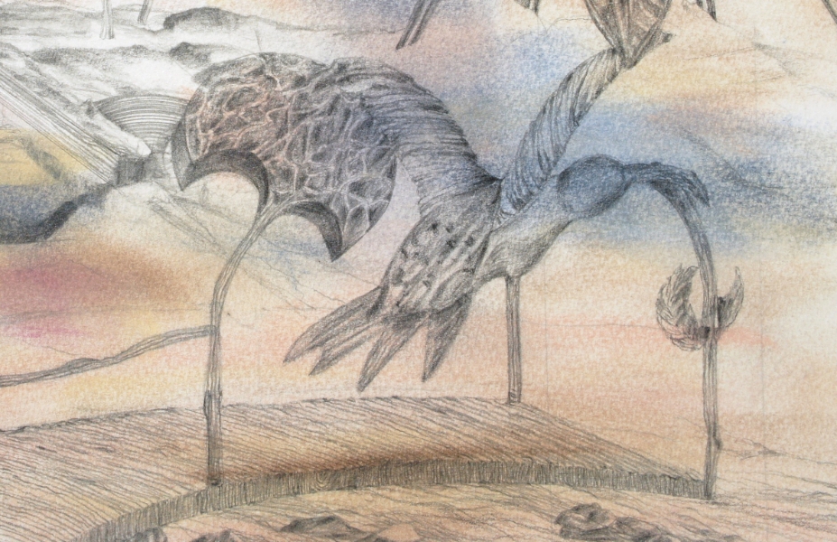 (Detail) Maketa 2016 Pencil colored powder on paper, 80x80 cm