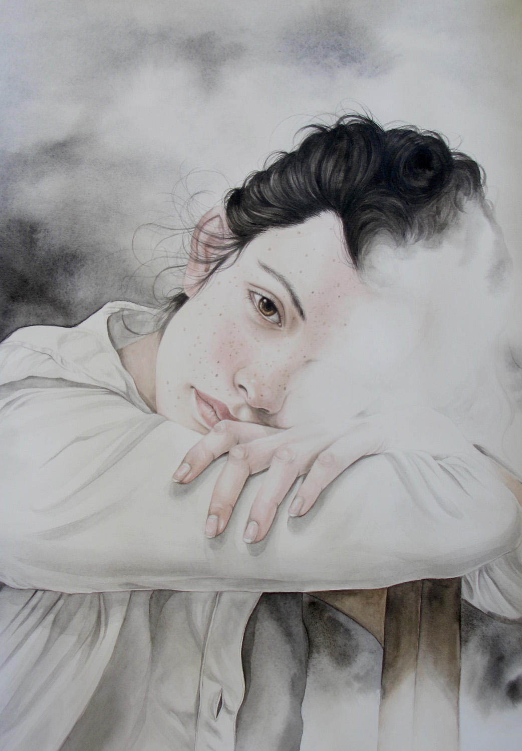 Looking, Watercolour on Paper, 558 x 444mm, 2016