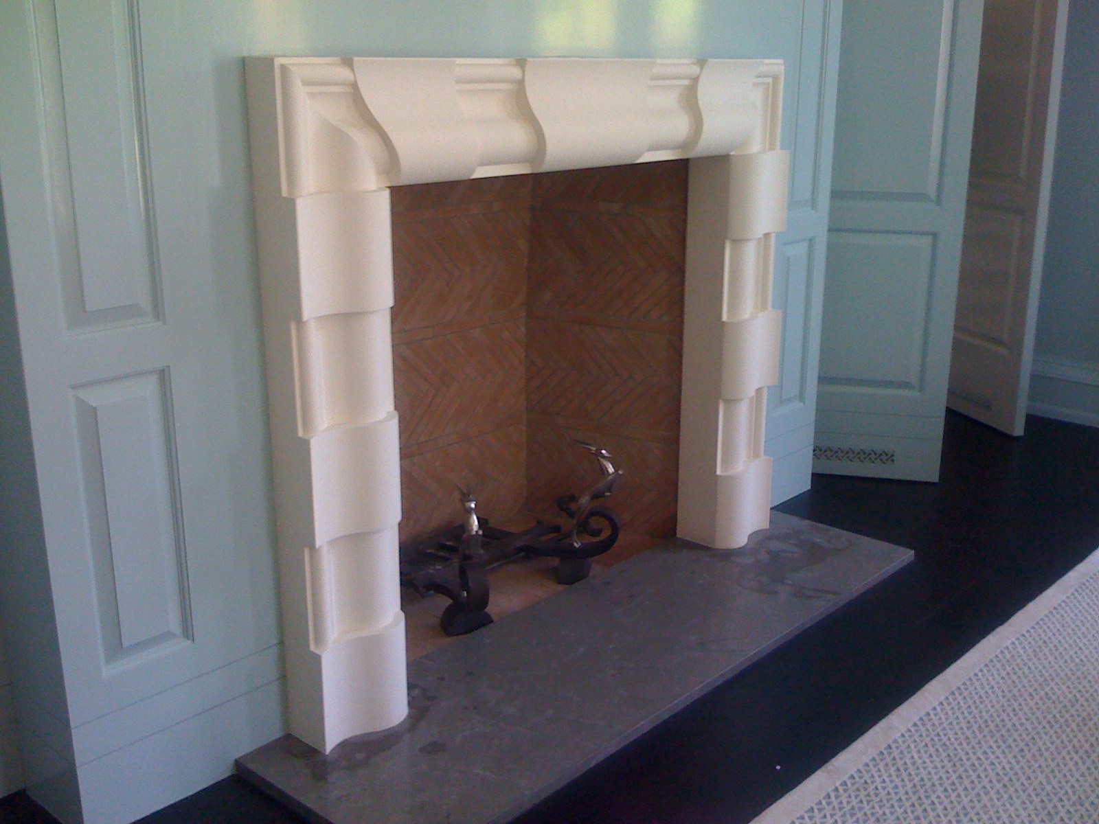 Hand-carved marble fireplace