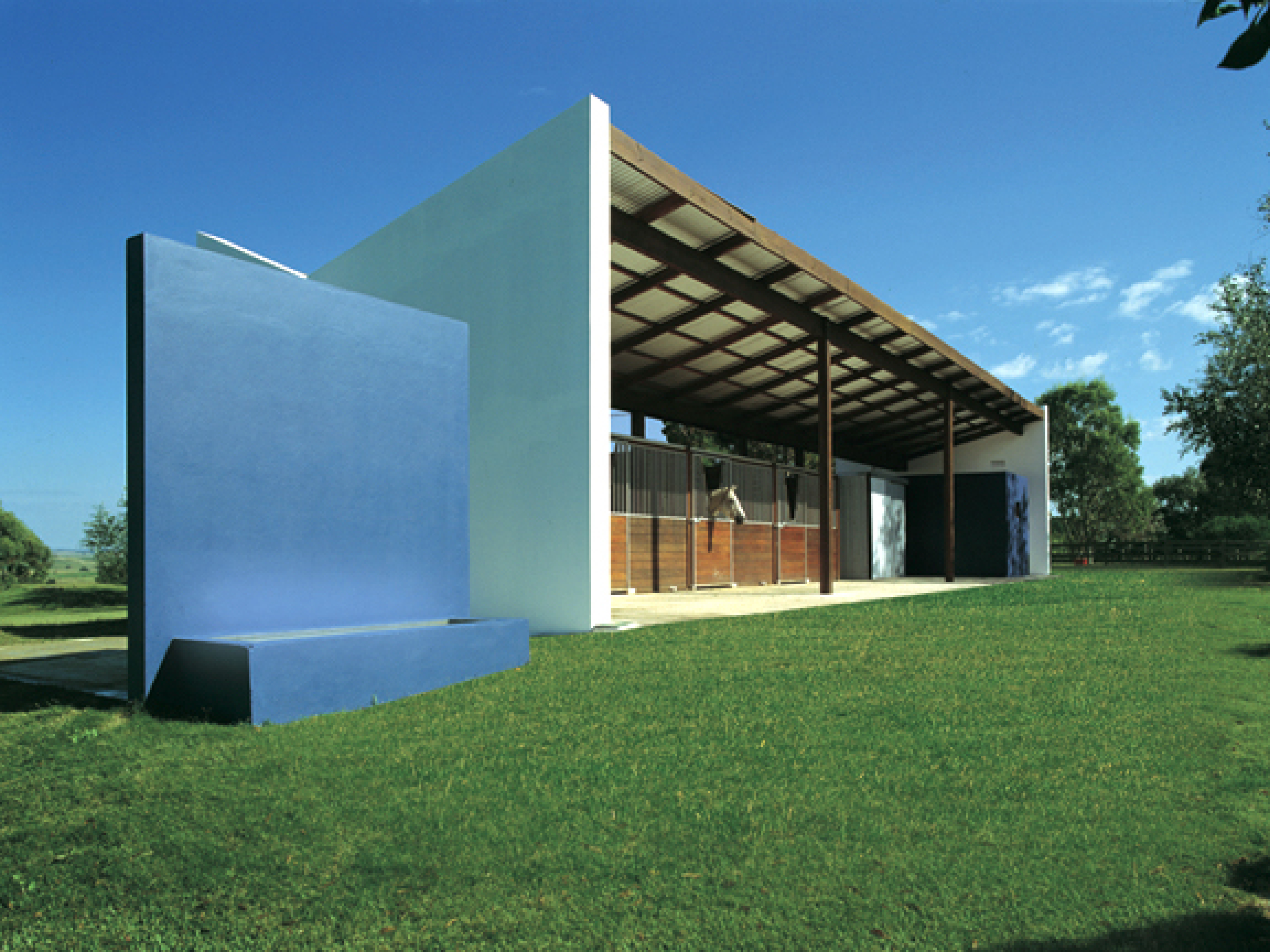 Horse stable: stalls entry area and watering trough