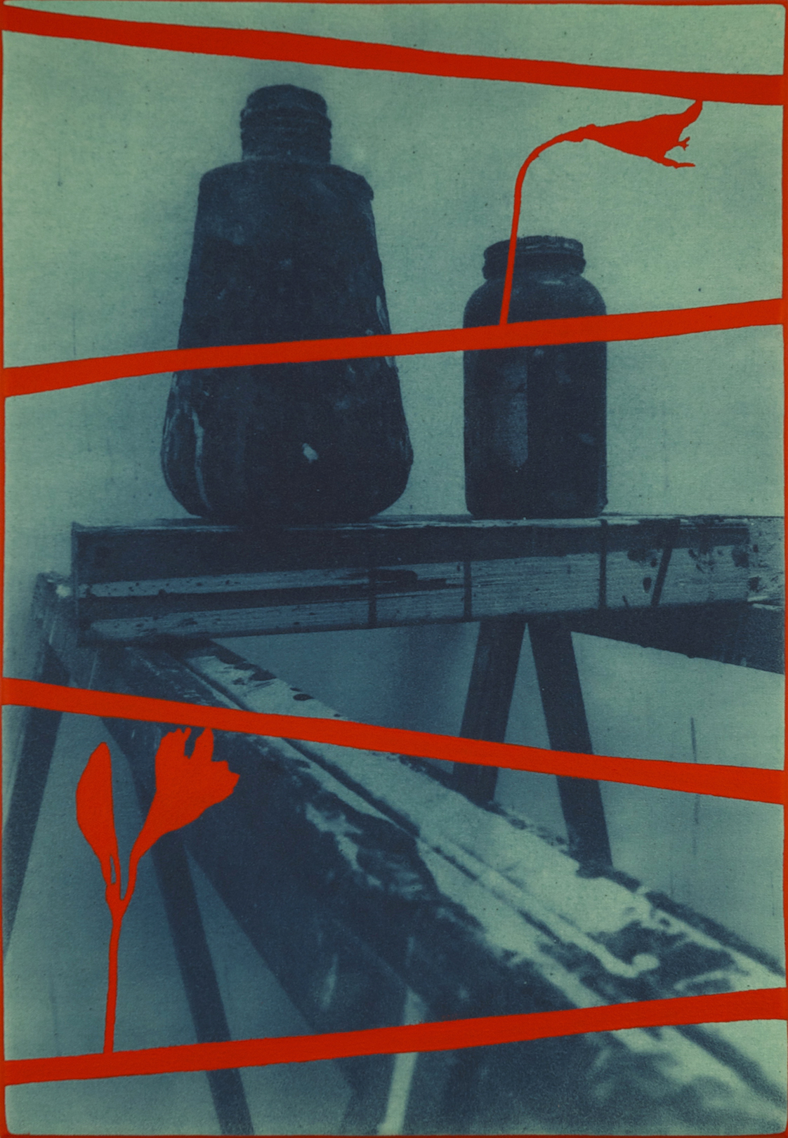 Untitled 2014, cyanotype and acrylic on canvas, 36 x 25 cm