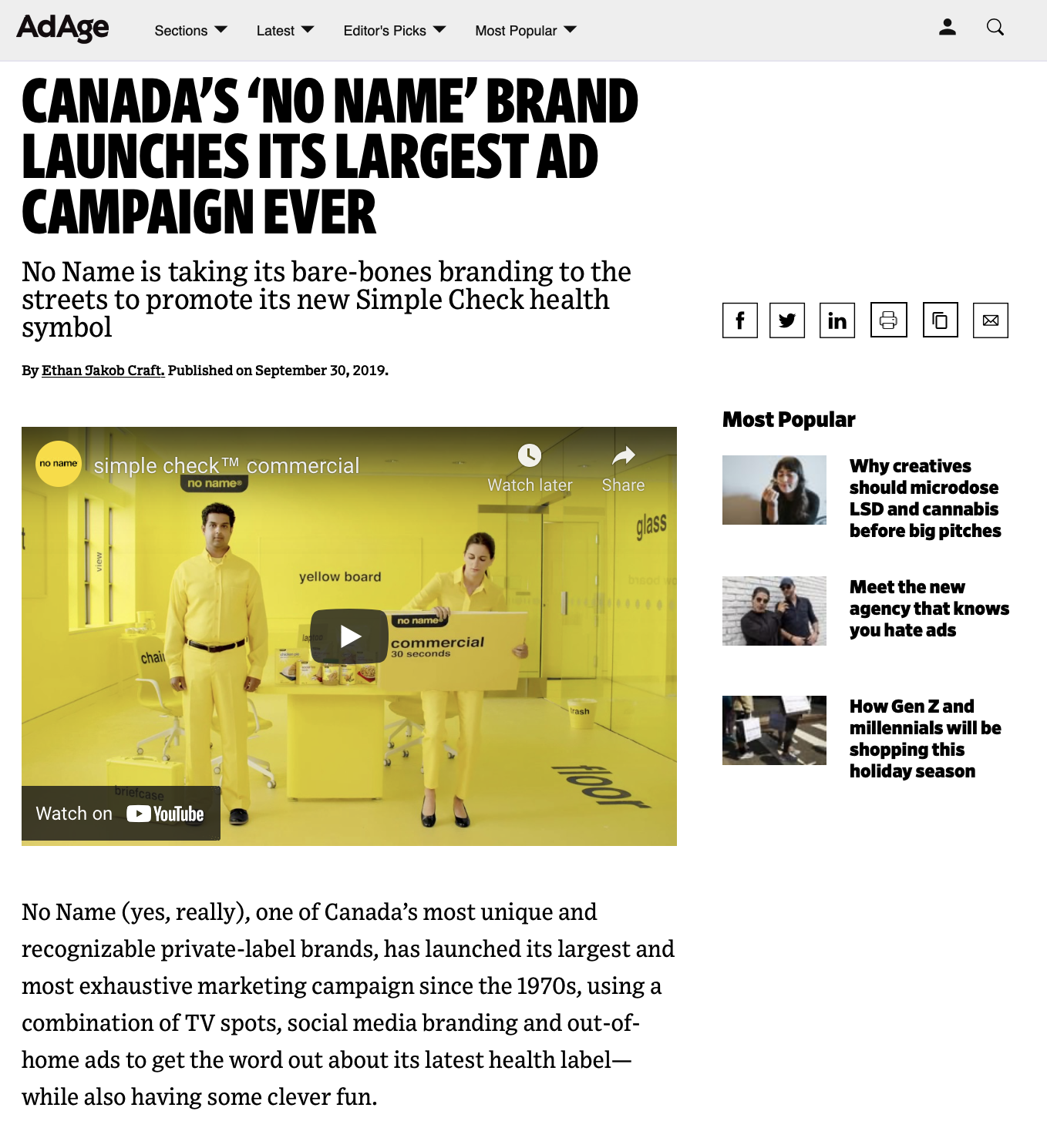 Canada's 'No Name' brand launches its largest ad campaign ever