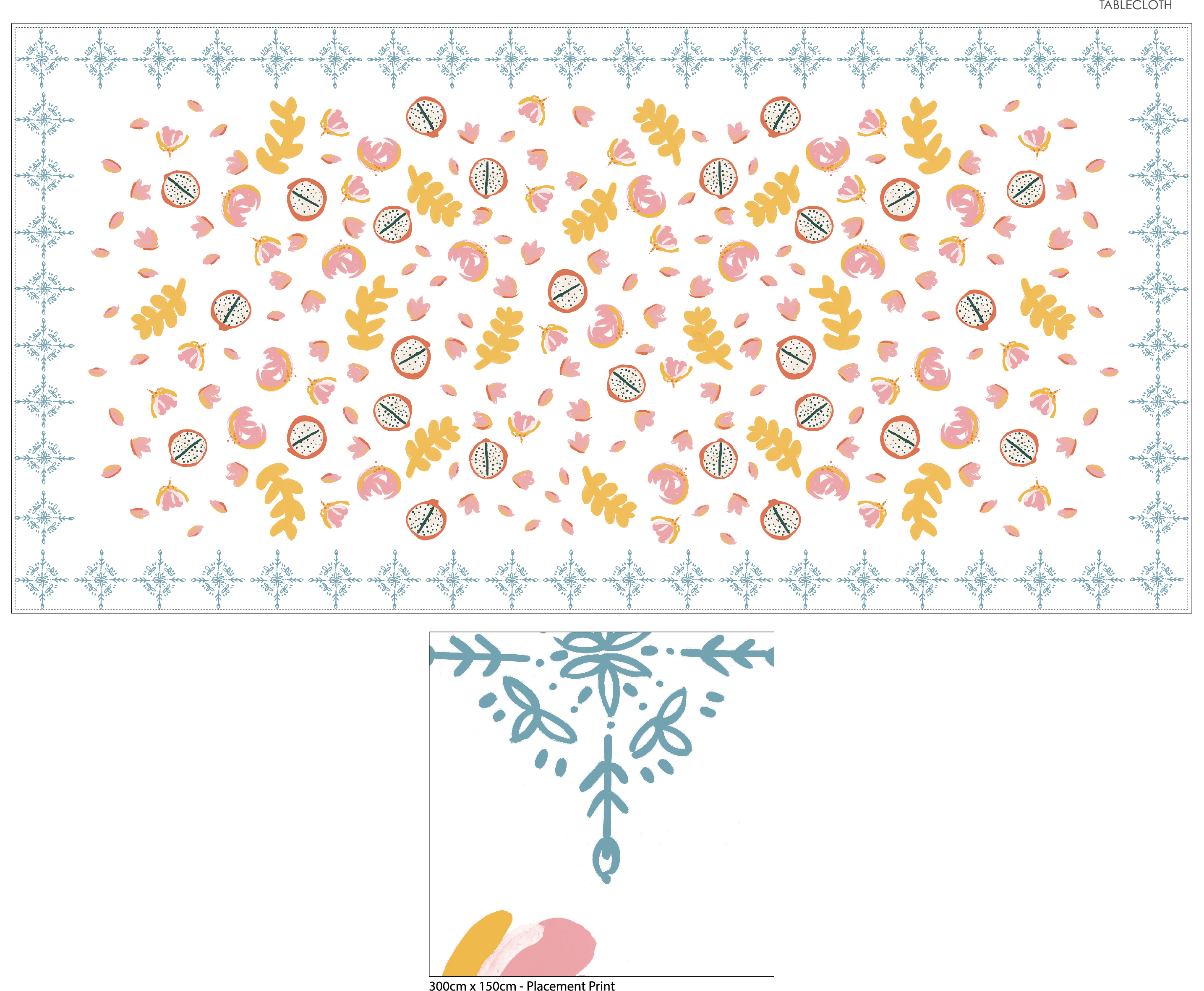 Table cloth placement print.