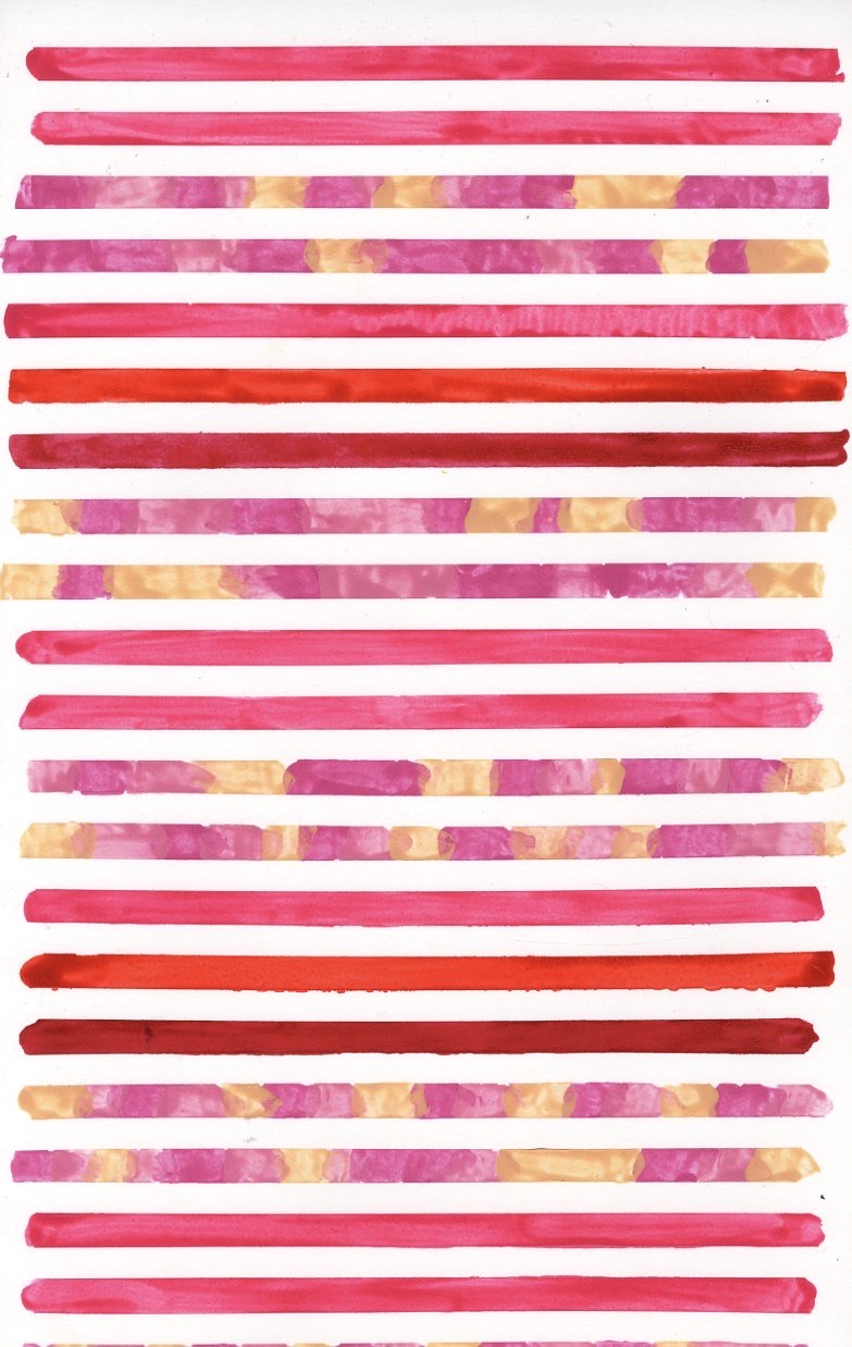Pink strips, 2022, Nailpolish on paper 11” x 18.5”