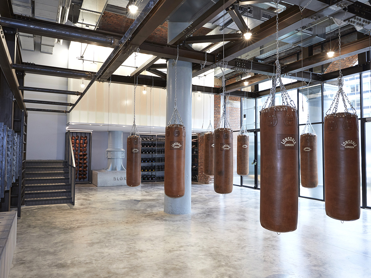 Manchester studio 3; bespoke steel bag rig / polished concrete floor