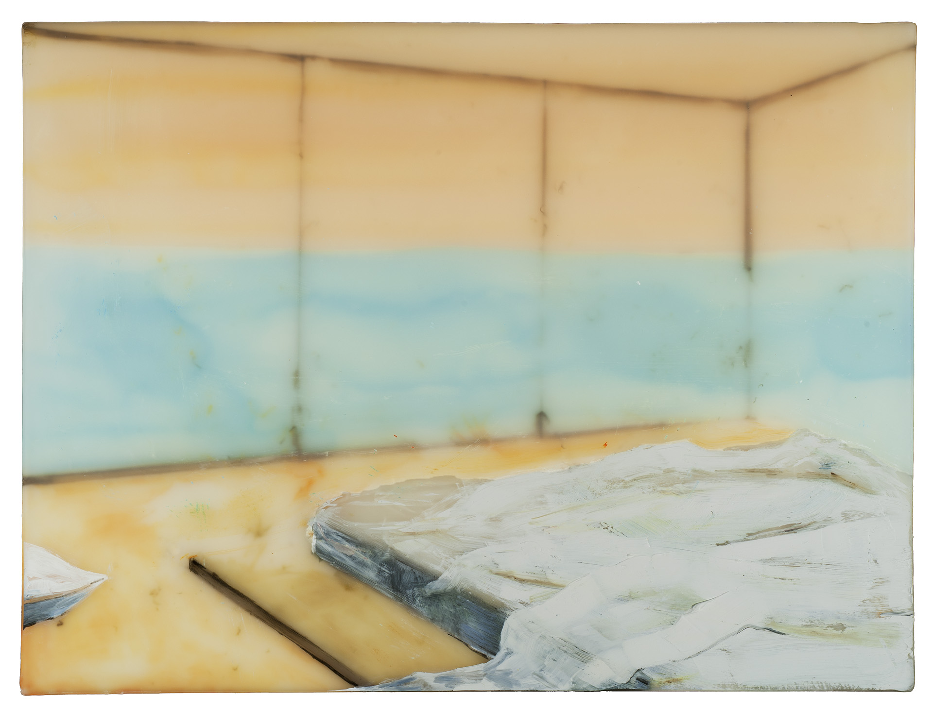 Looking Out 2, wax on board, 18" x 24", 2022