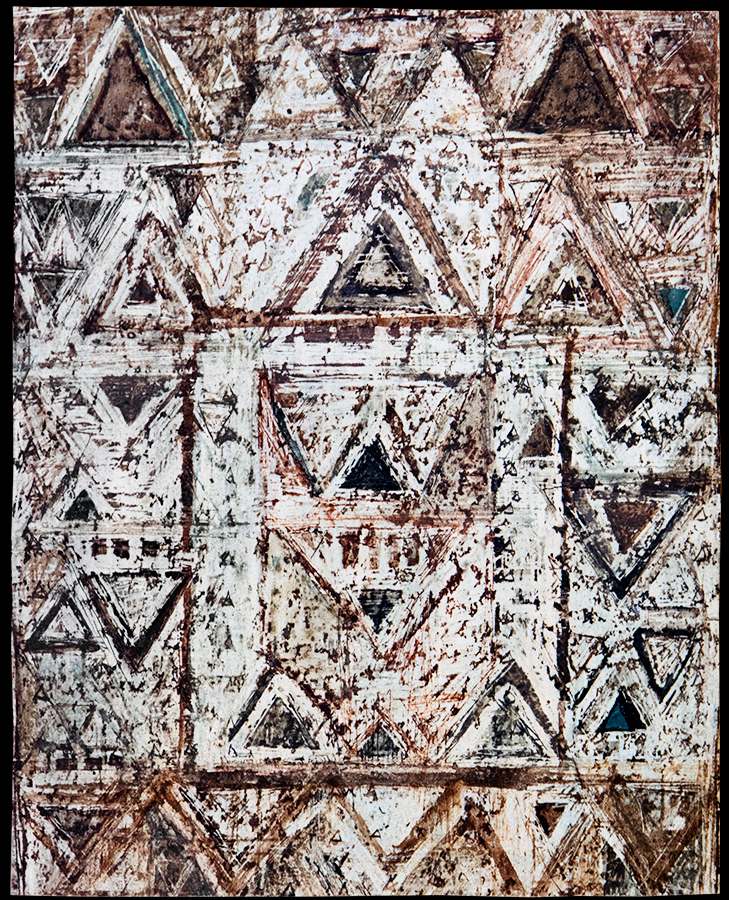 Design for handmade carpet. Gouache, wax. Painting on cardboard. 1960's