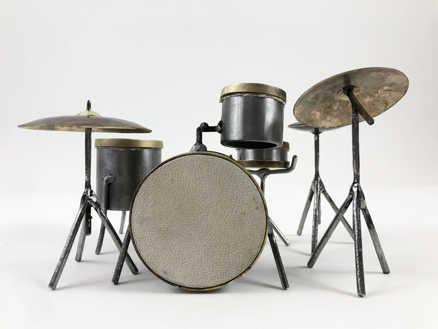 Big Beatssteel, brass, calfskin, 12&rdquo; x 6&rdquo; x 7&rdquo;, 2022