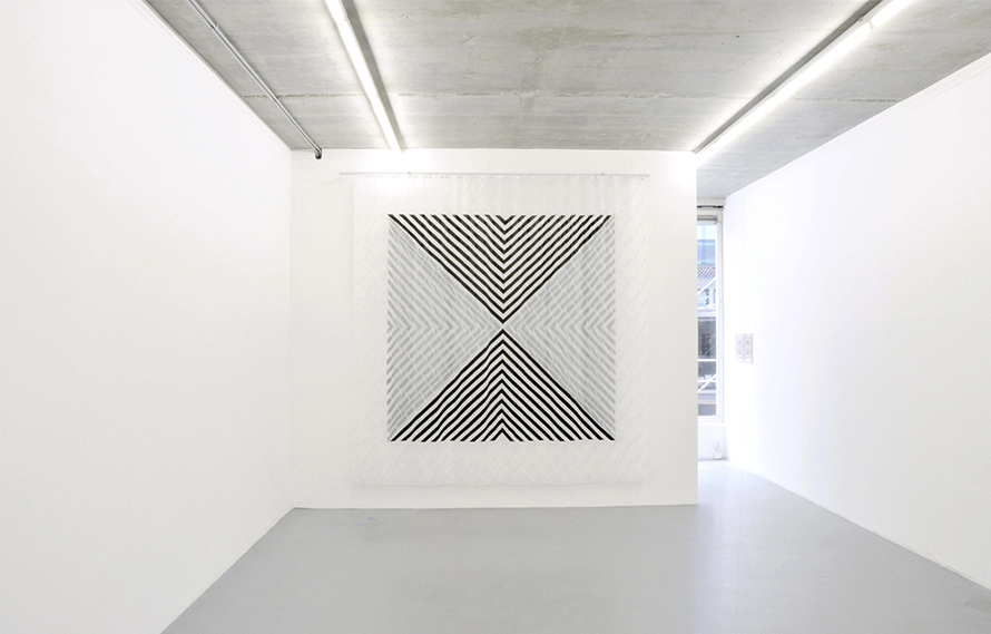 Pictorial tradition I, 2016. Acrylic on polyester curtain, 300 x 300 cm