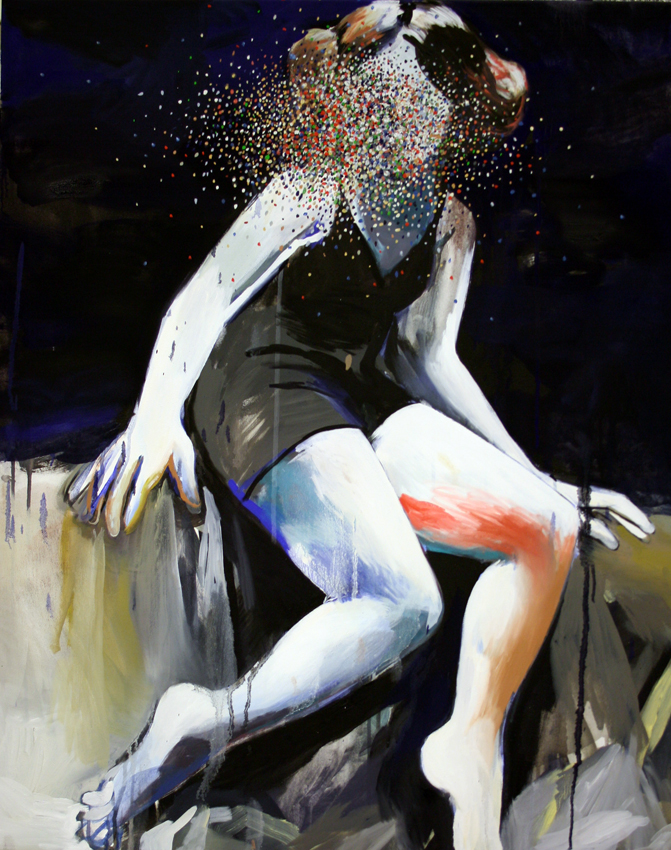 Dots, acrylic and oil on canvas, 100/80 cm