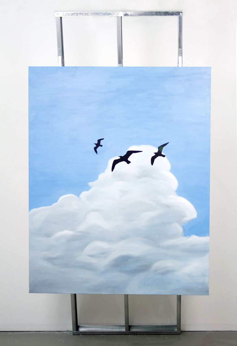 Obstruction Painting 3 (The Treacherous Gestalt), 2018, 96"x48"x36". Steel, aluminum, oil on canvas 