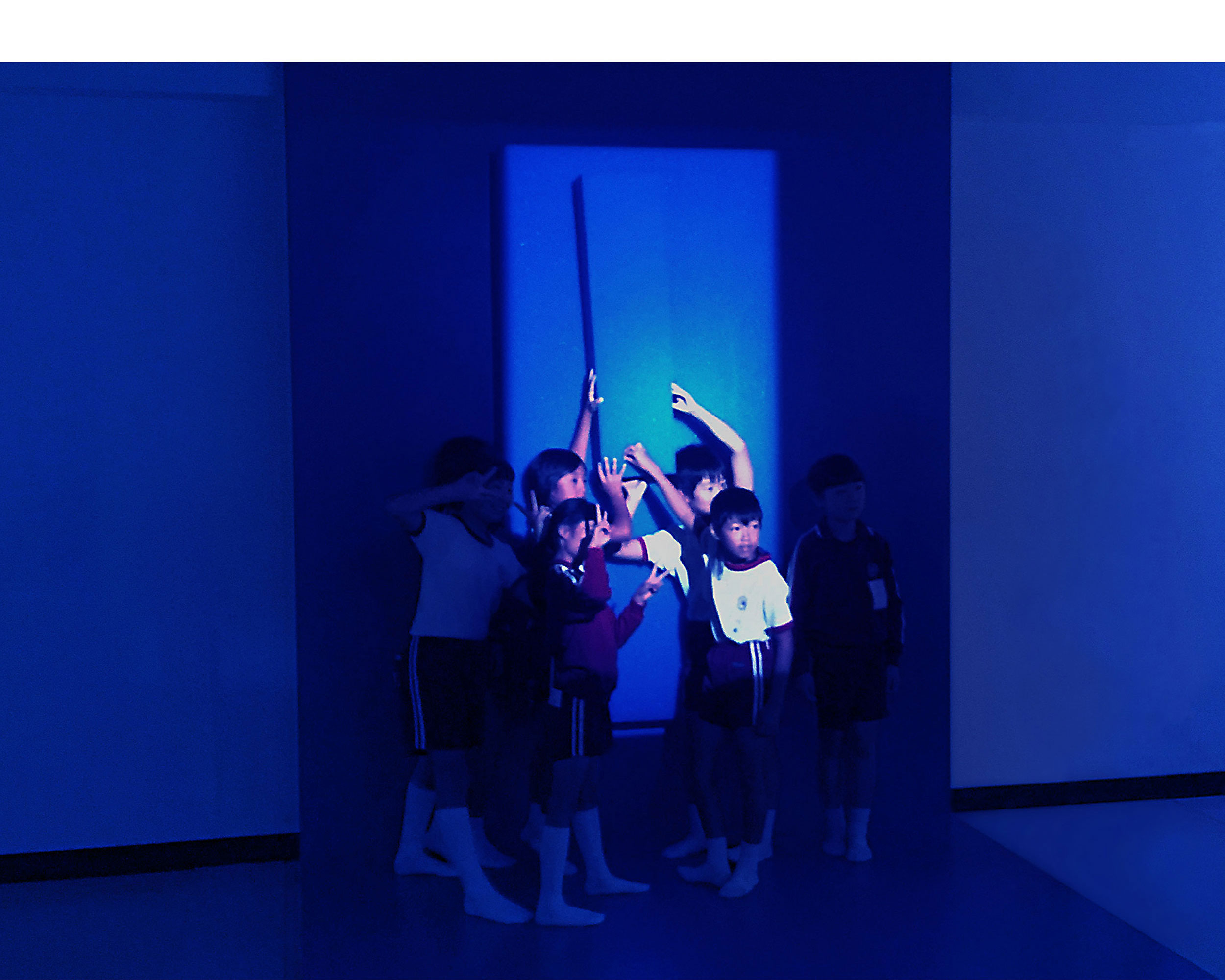 Touching Work 2016 Foam, wood, MDF, paint and LED light Dimensions variable In collaboration with Peter Saville Installation view (group show) Development curated by Liam Gillick Okayama Art Summit (09 October – 27 November 2016)