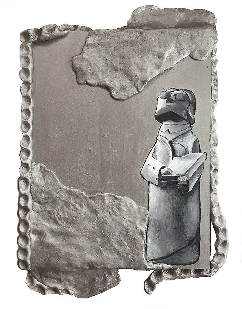 Looking Up, 2020, oil, acrylic, and epoxy dough on wood, 17 x 12.5".