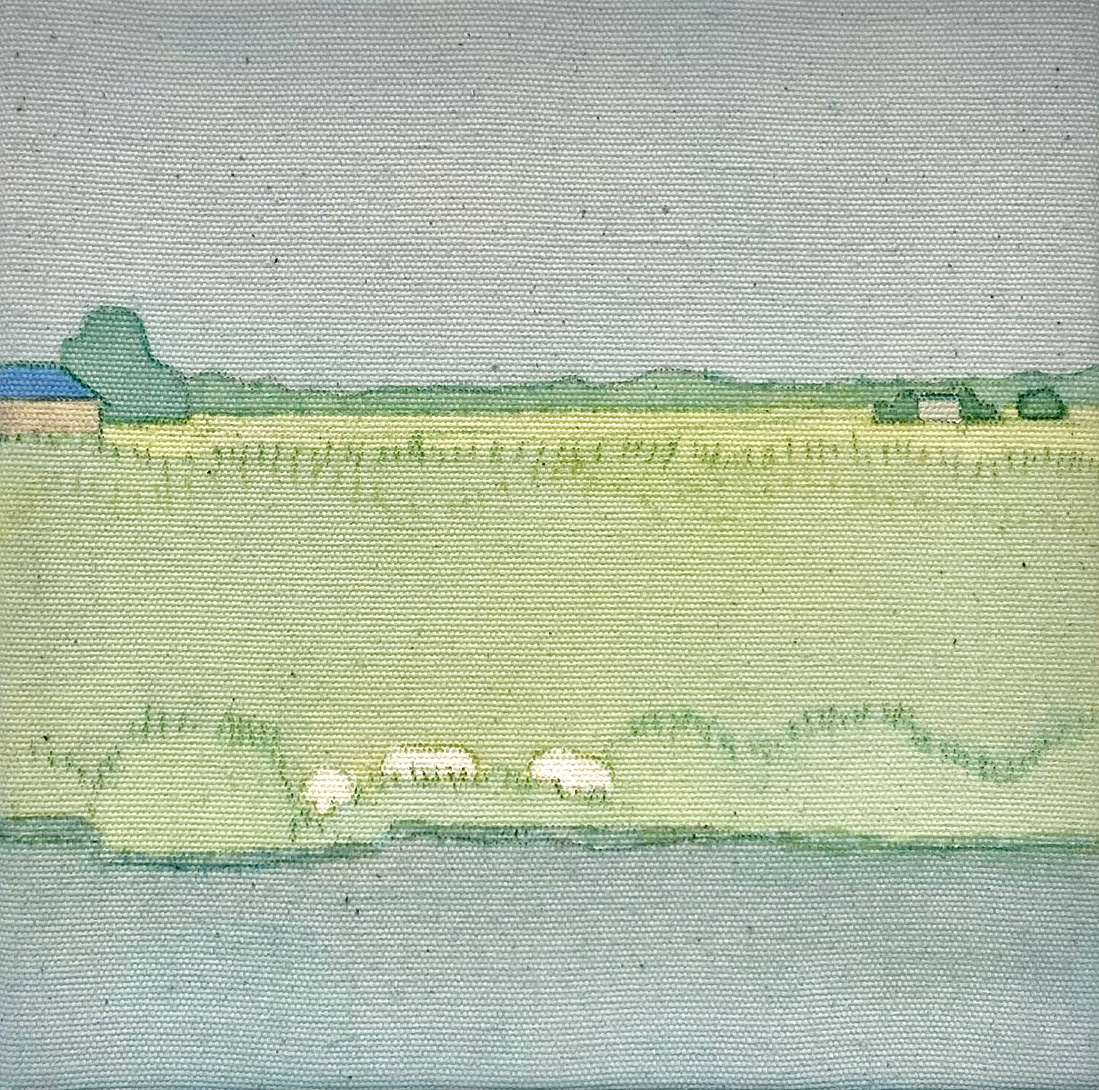 Marshmallows, 18x18cm, Acrylic and pencil on canvas, 2024