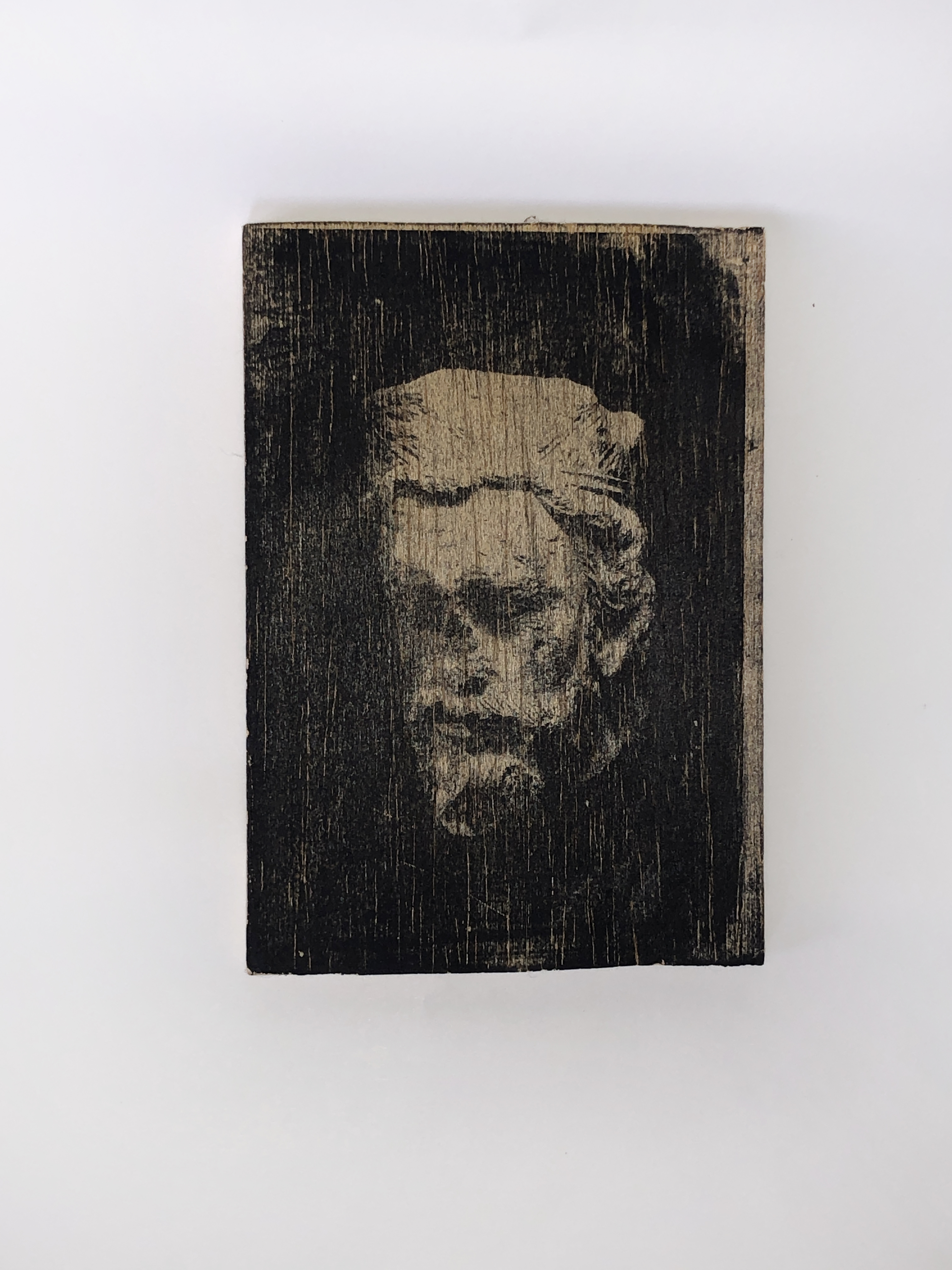lithographic print on wood, 12x15cm