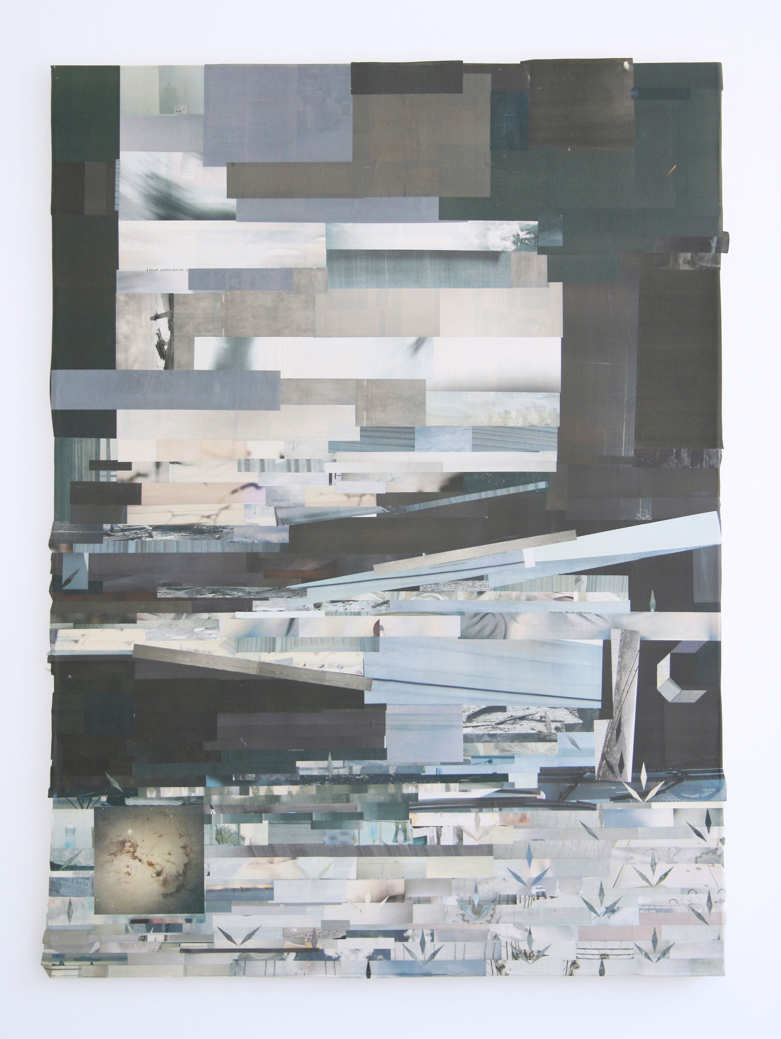 ohne Titel (Himalaya), 2005, 150 x 110 cm, Collage aus Zeitungsfotos auf Leinwand