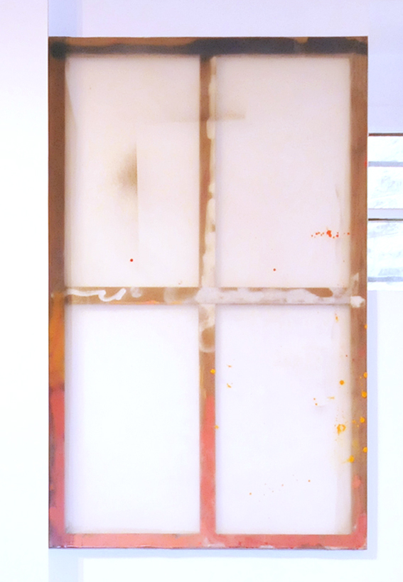 Untitled PE (bad behavior), 2017, 130 x 110 cm, acrylic paint on tarpauline, wood