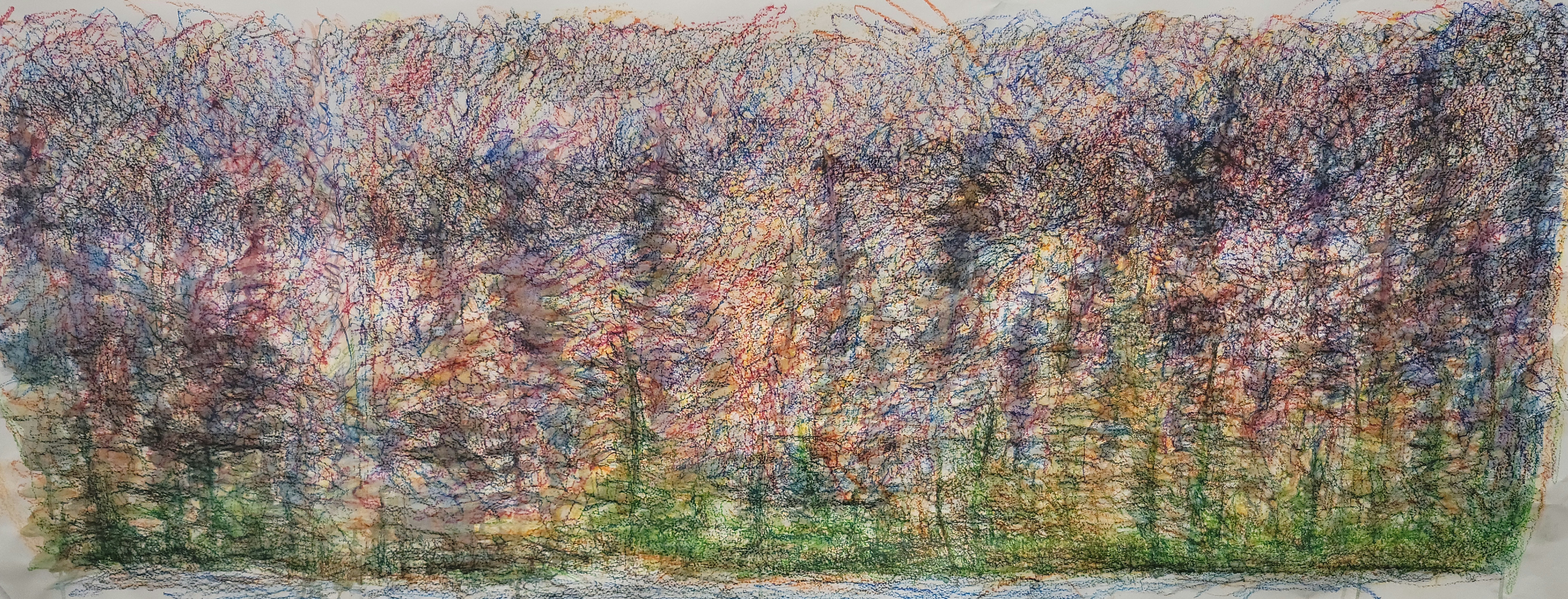 Watercolor Crayonswatercolor crayons, vellum, 60.5”x24”, 2023