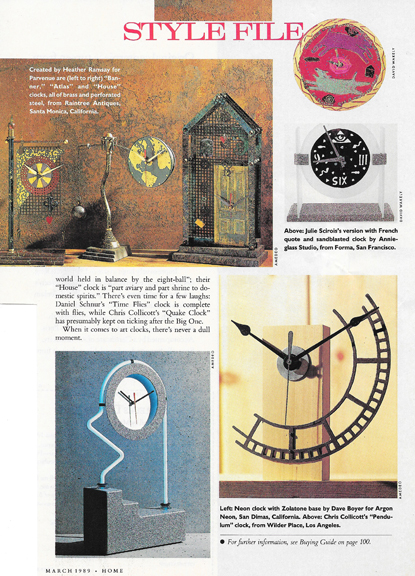 Broken clock; wood, rusted metal, clock movement