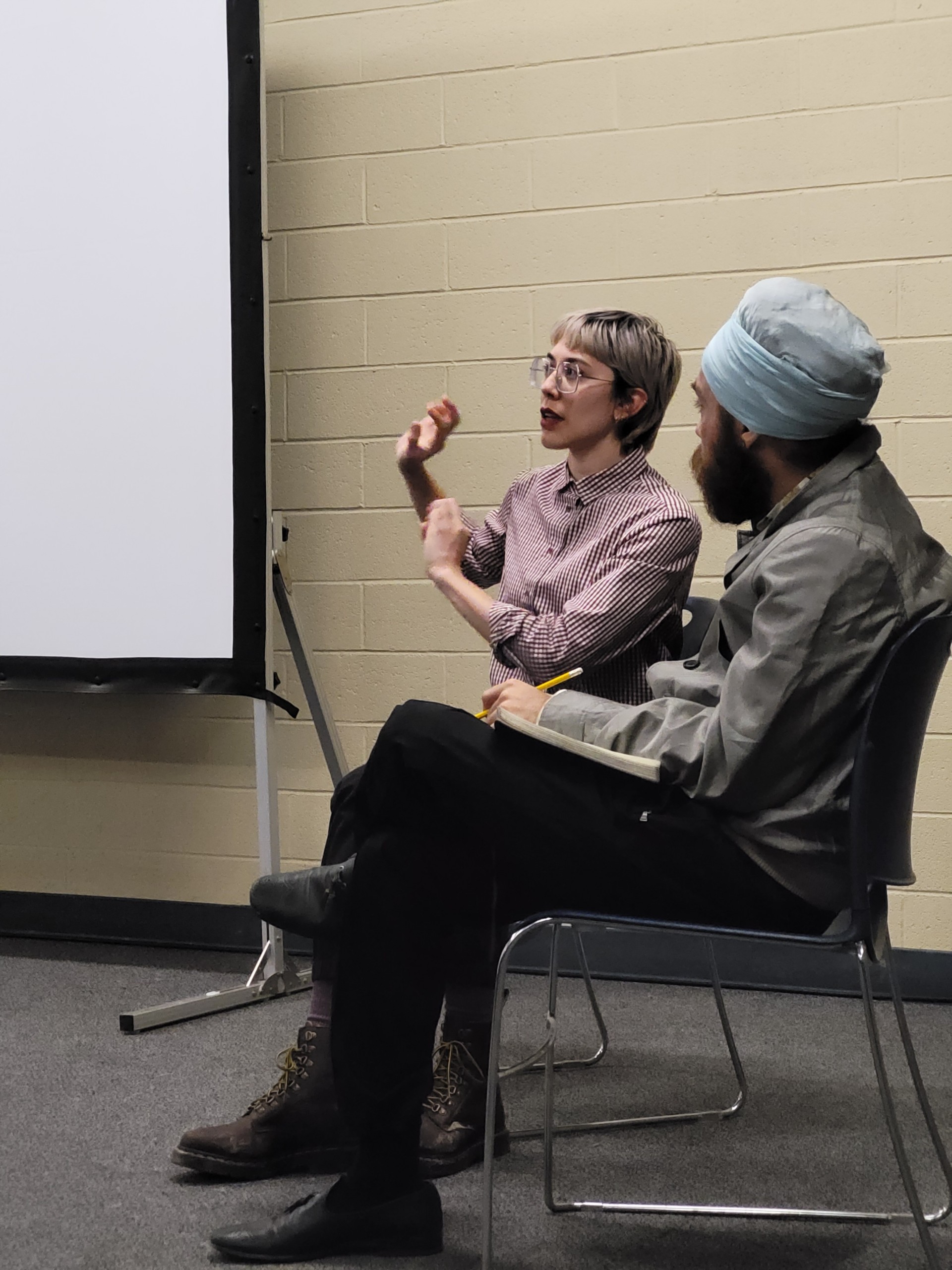 Jhani Randhawa and Jagdeep Raina in conversation at the Todd Madigan Gallery.