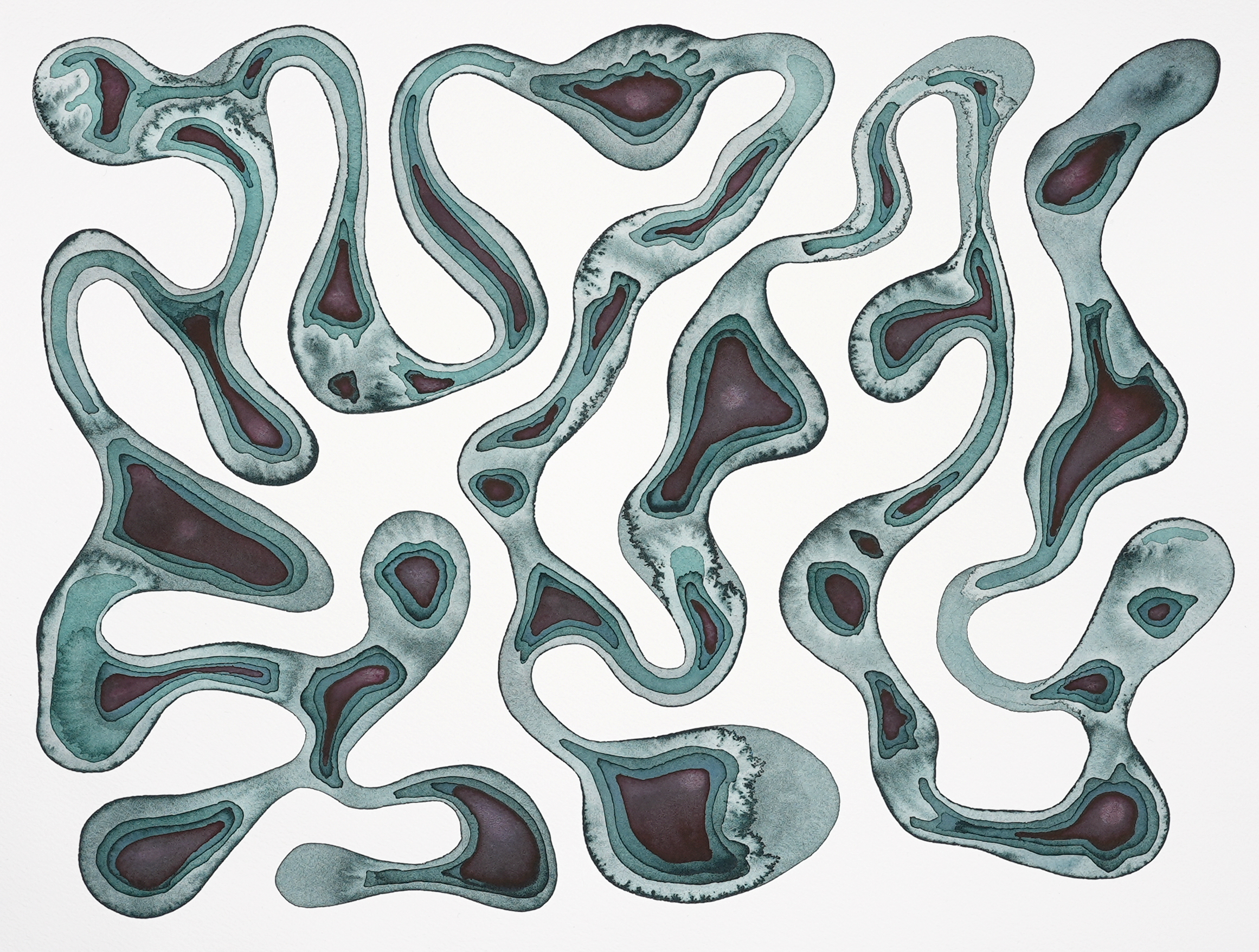 Graphic Score TSL25082607 (2025), watercolor on paper, 41 x 31 cm