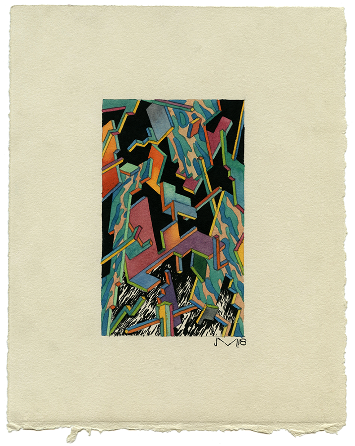 Collider VIIIWatercolor, gouache, and graphite on paper, 7x9"2018