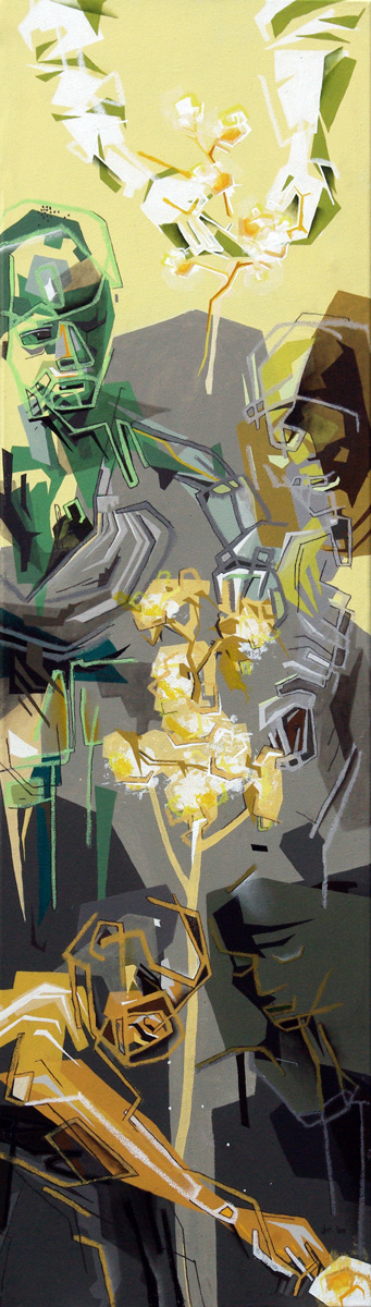 EINE METHODE  ·  acrylic, crayon, pencil on canvas  ·  140 x 40 cm 