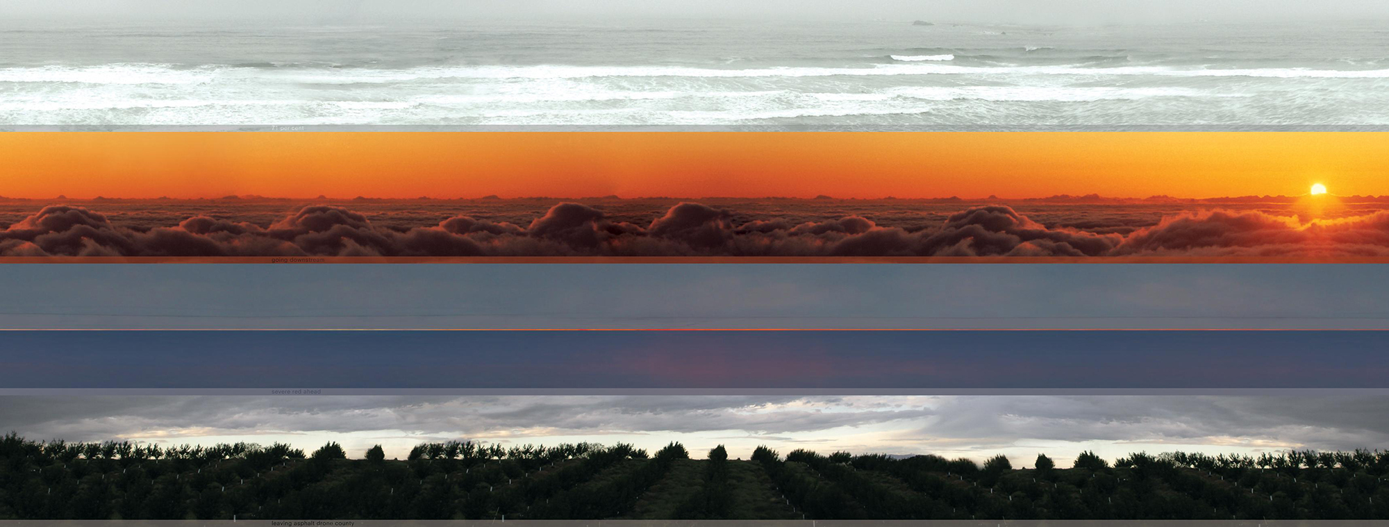 Homeland 3, Severe Red, 2006; inkjet print and plexiglass, 15 x 40 x .5 inches.