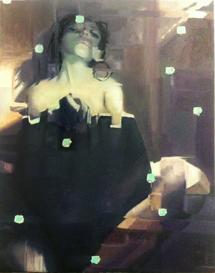 “I’m falling into pieces,  waiting for an extraordinary event as if anyone cared at alloil on canvas 16" x 18"