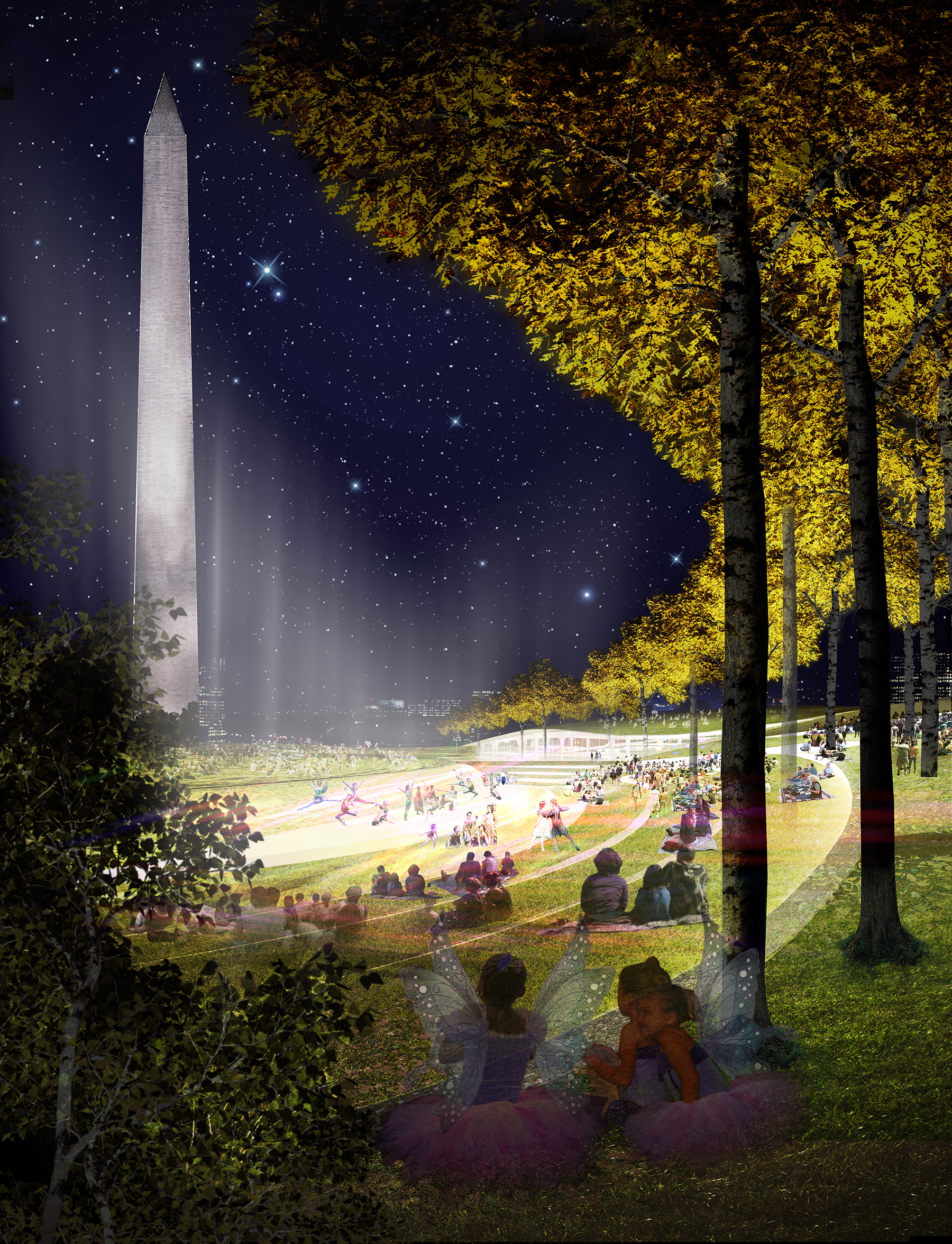 5. Concept for the Sylvan Theater at the Washington Monument at night