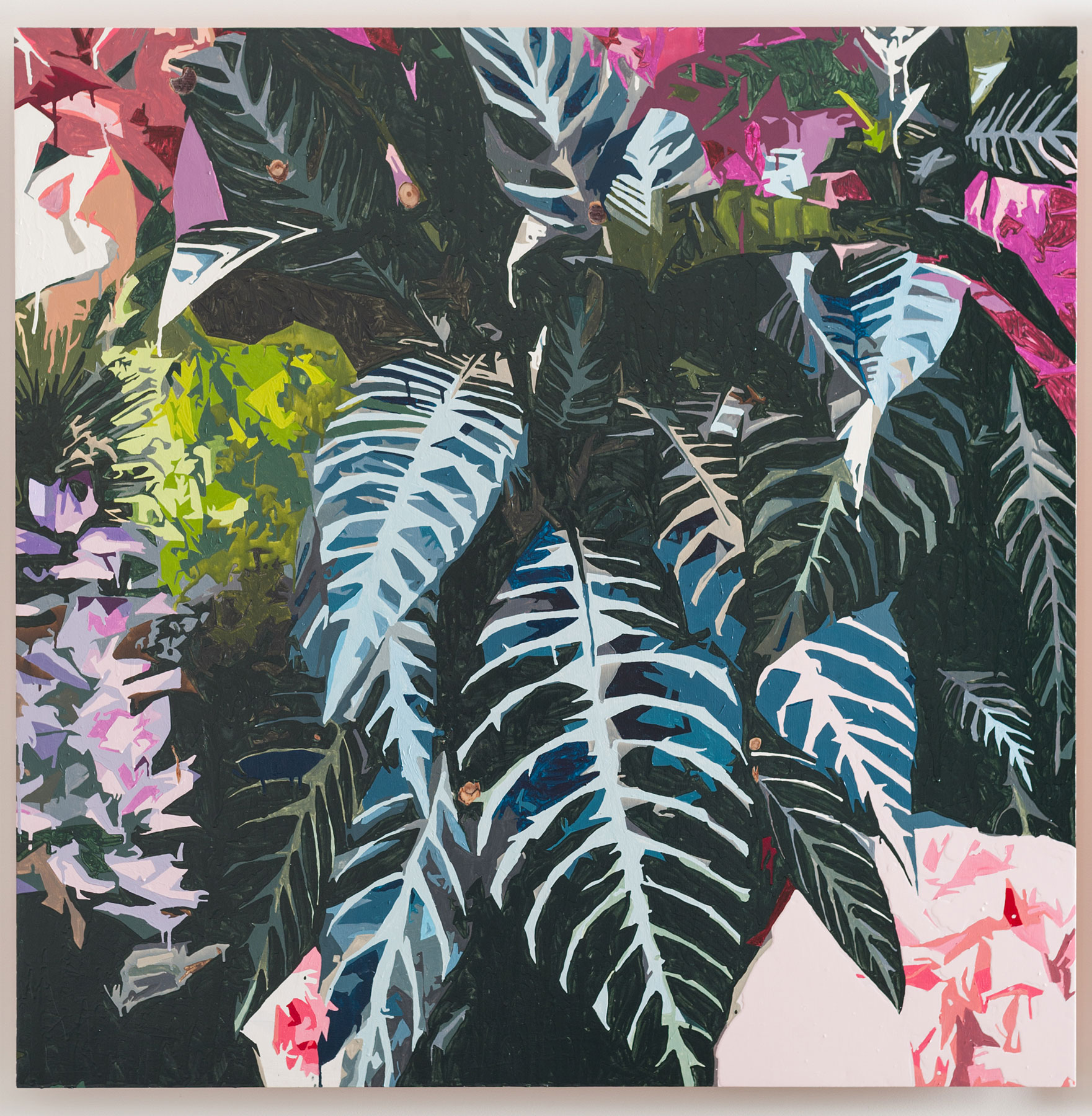 Sanchezia Nobilis No 2, Enamel and Acrylic on Plywood, 120x120cm, 2016